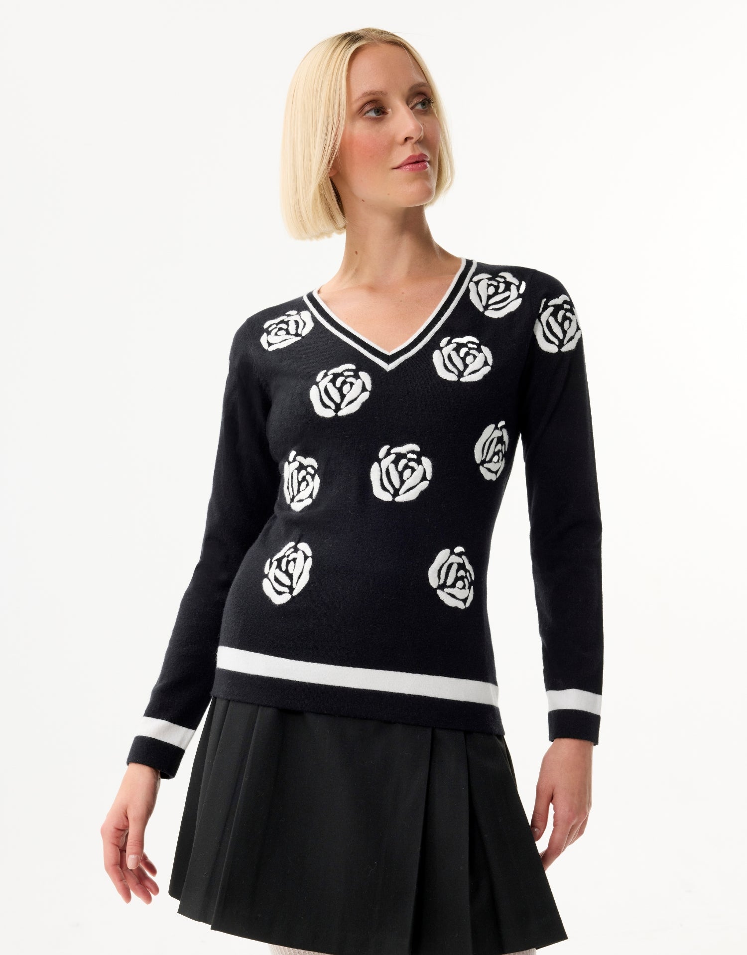 Pull motif fleurs