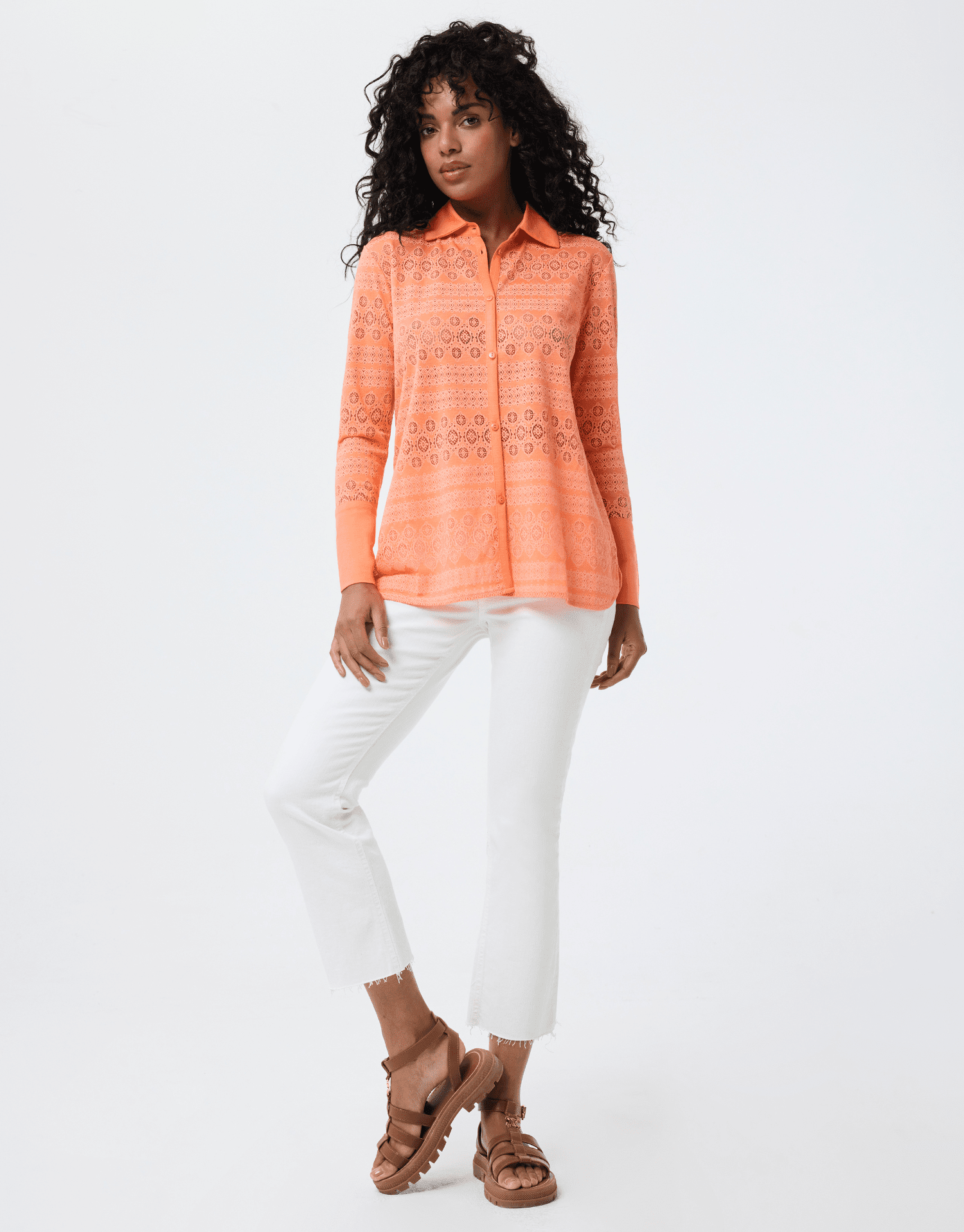 Chemise en dentelle orange