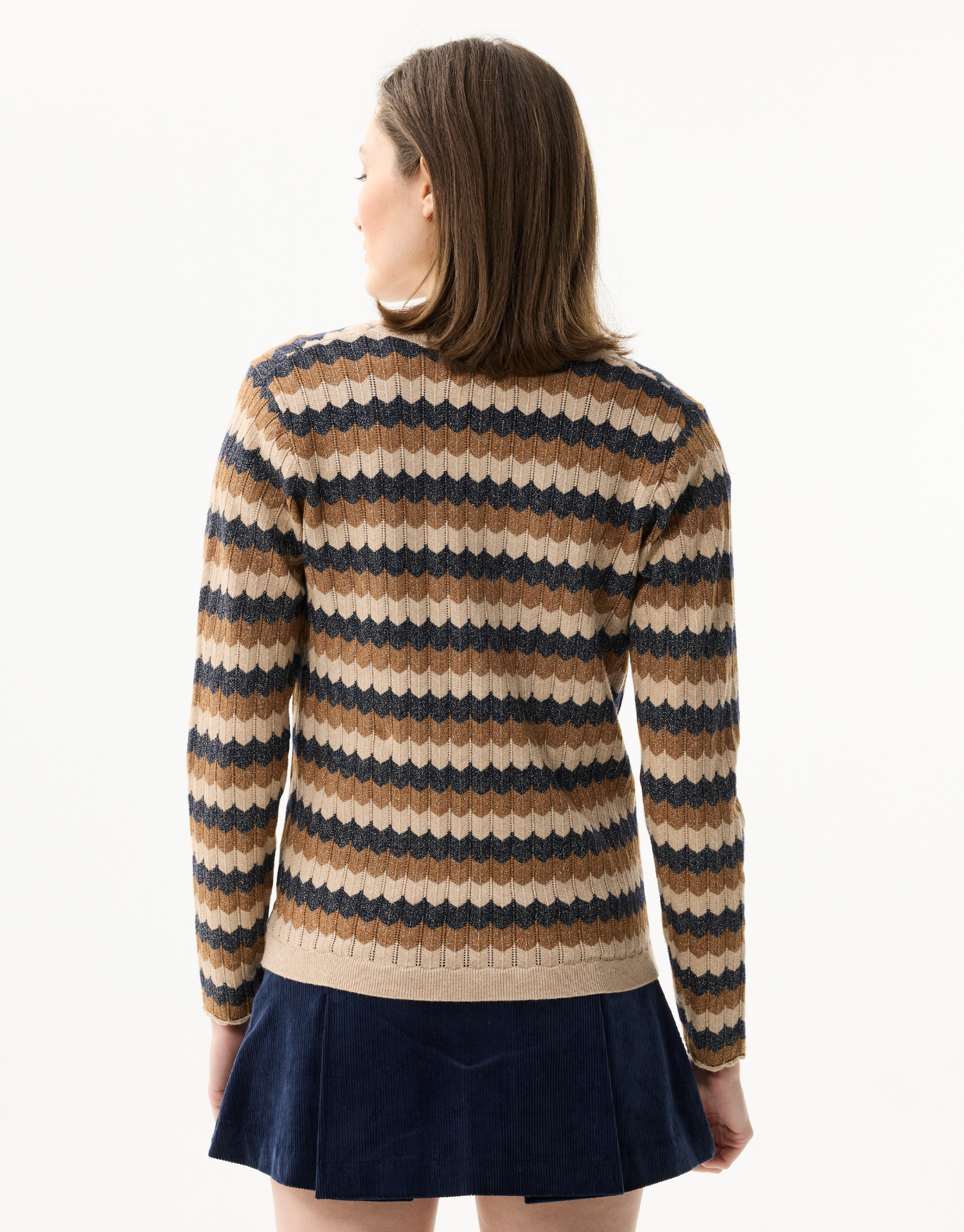 Women's striped twin-set in sparkling knit