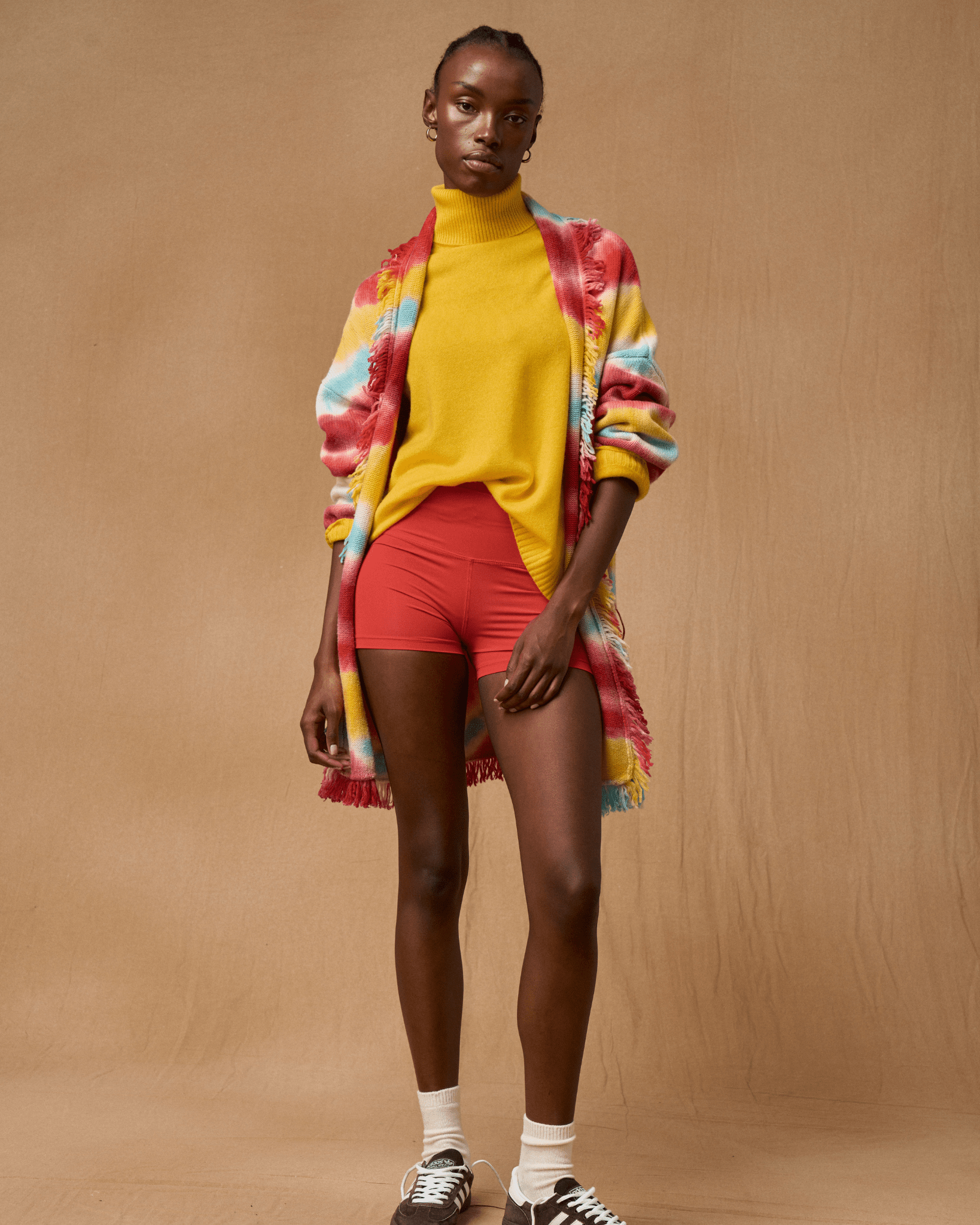 Grande veste en cachemire de couleur chaude