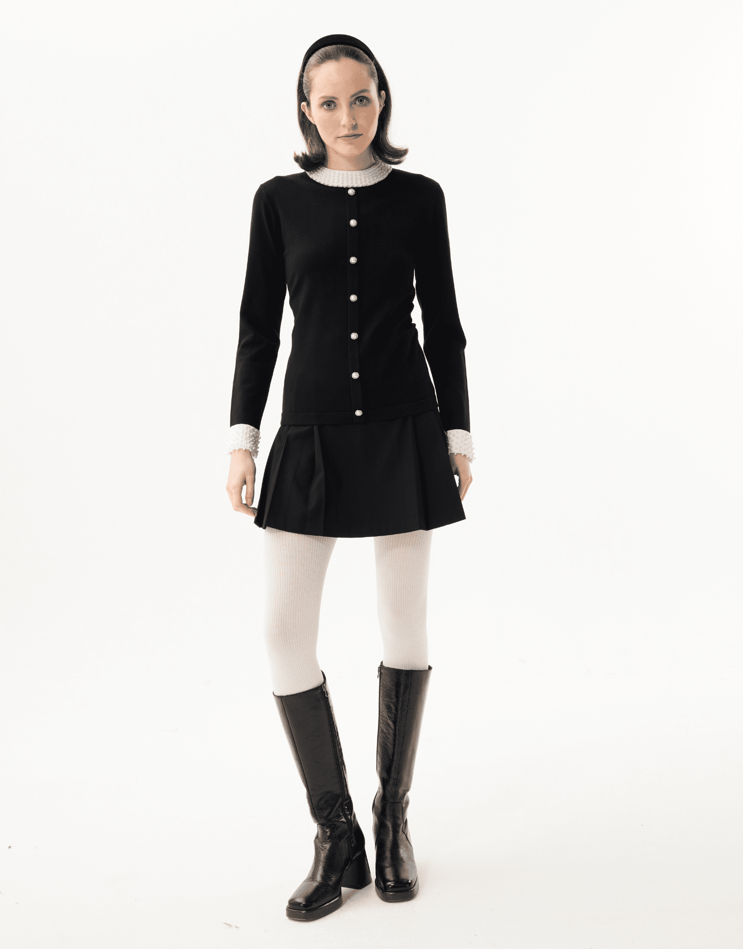 Cardigan col contrastant