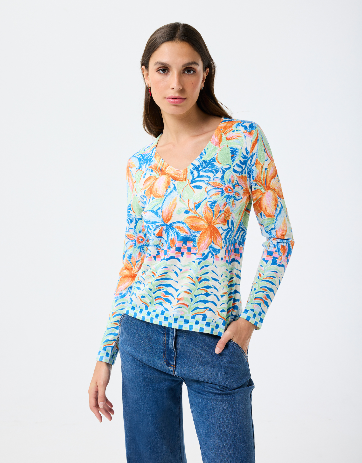 Flower-patterned Maya sweater