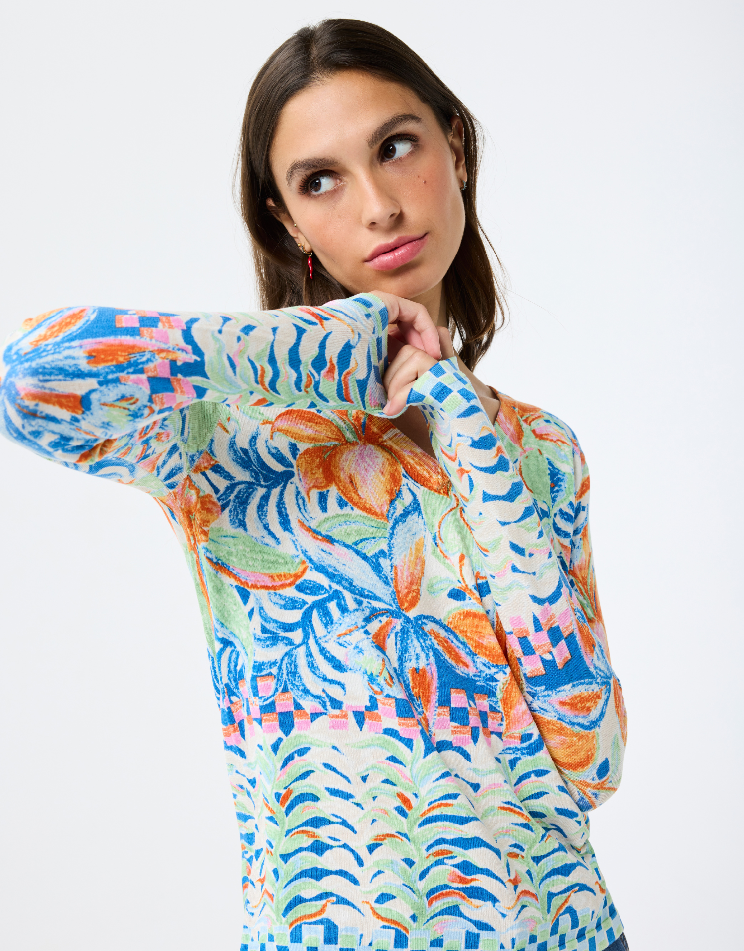 Flower-patterned Maya sweater