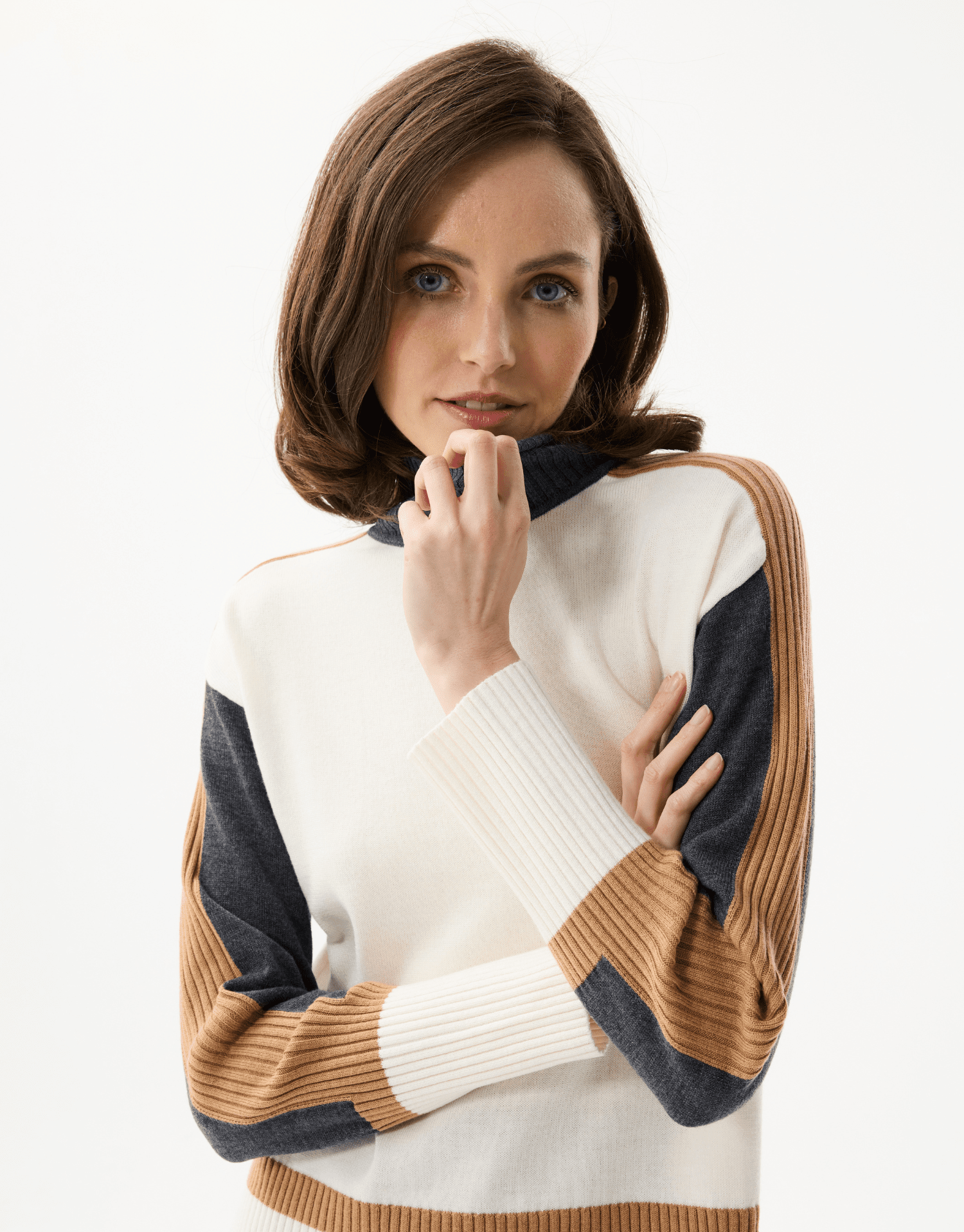 Pull en maille tricolore