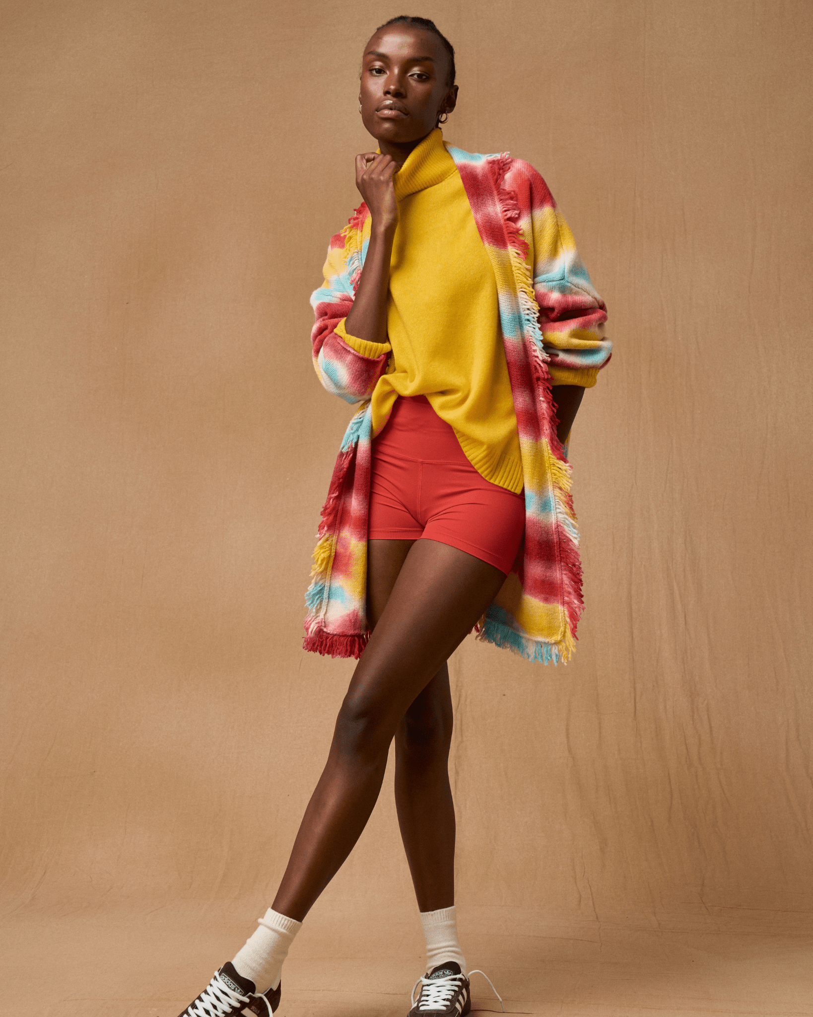 Grande veste en cachemire de couleur chaude