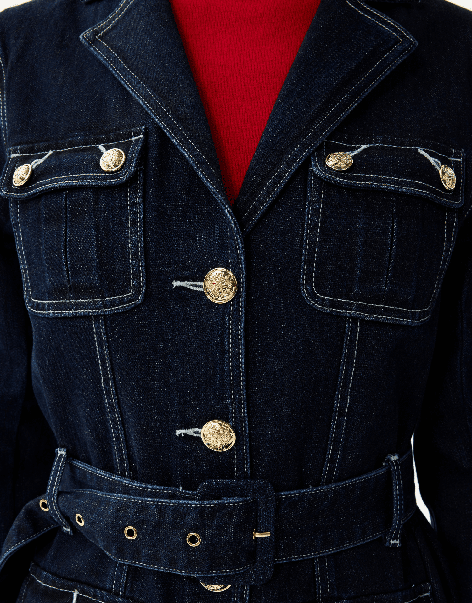 Veste denim ceinturée
