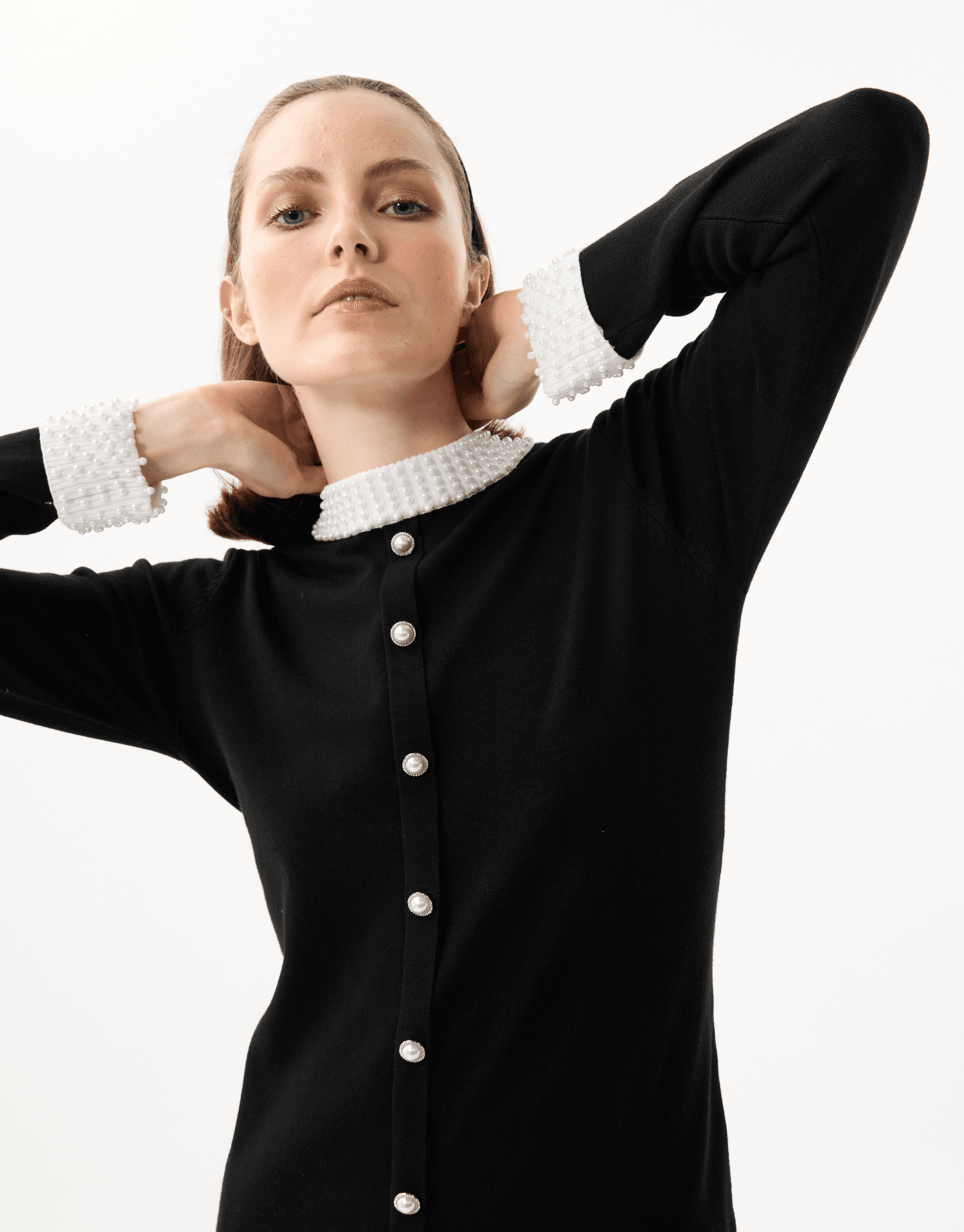 Cardigan col contrastant