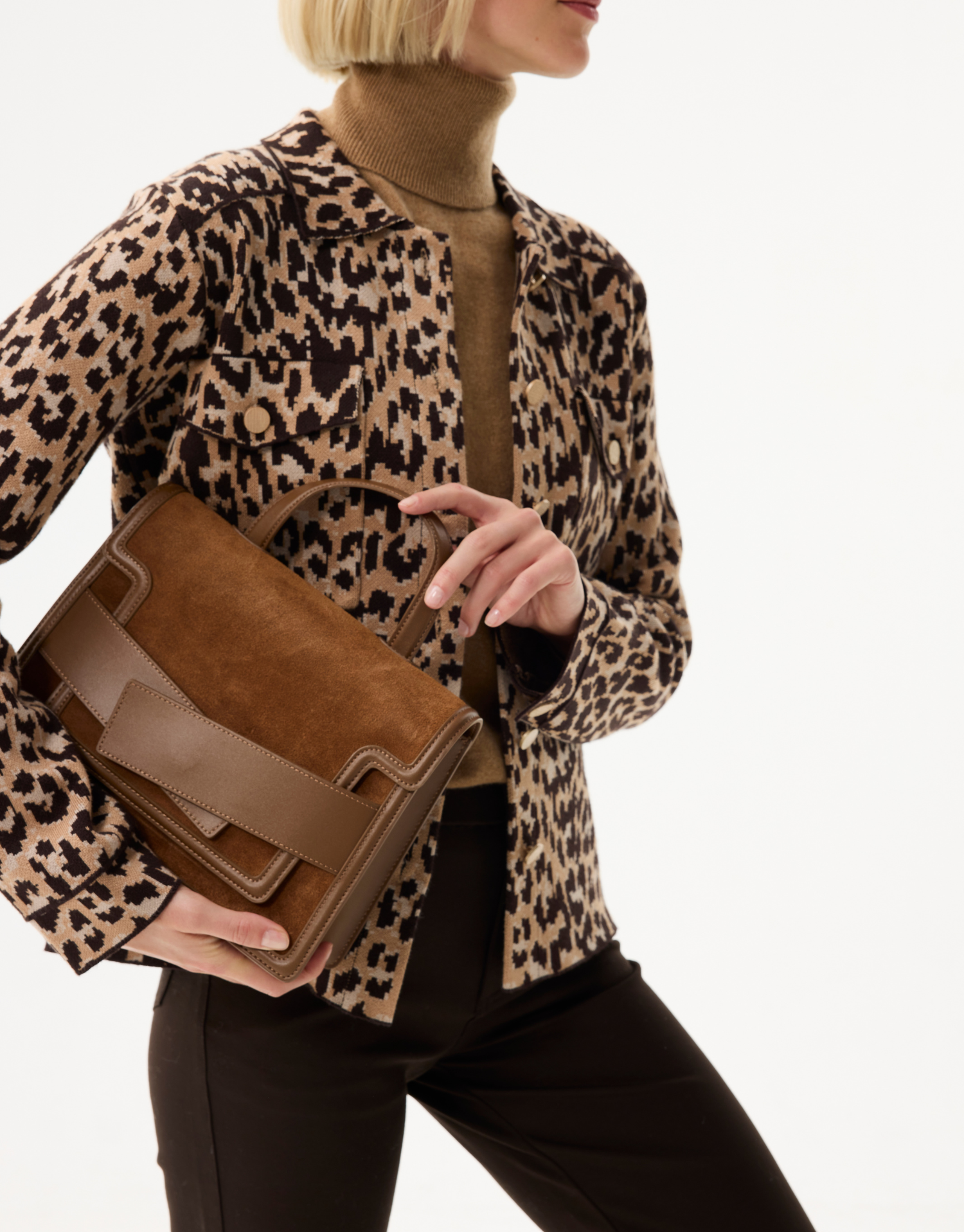 Sac Leo leer suède