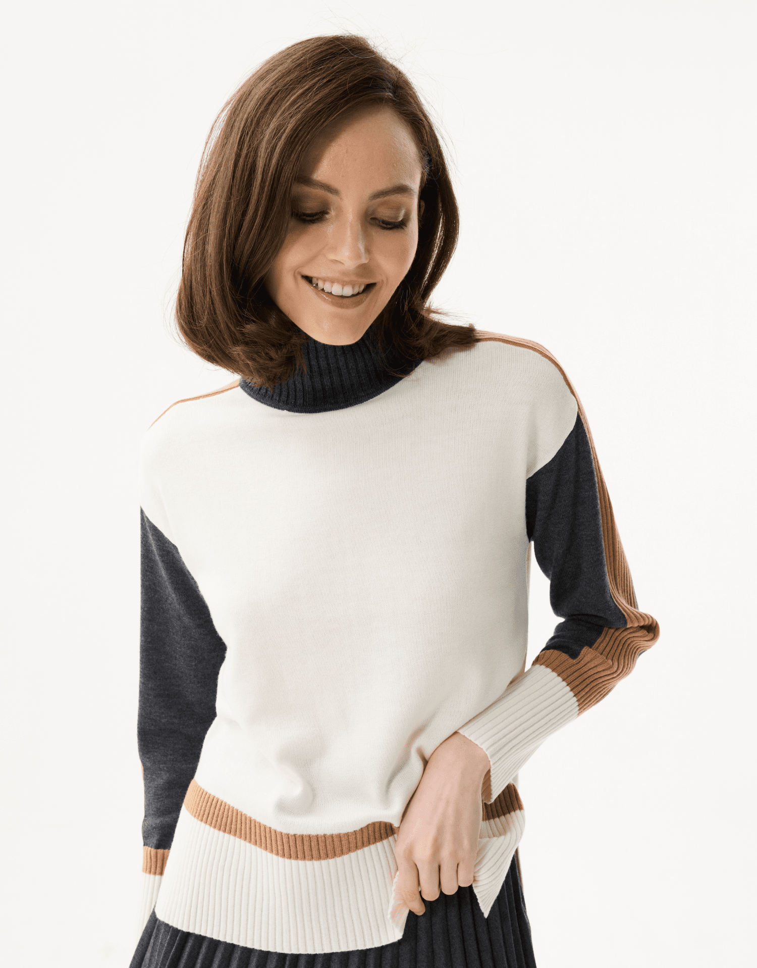 Pull en maille tricolore