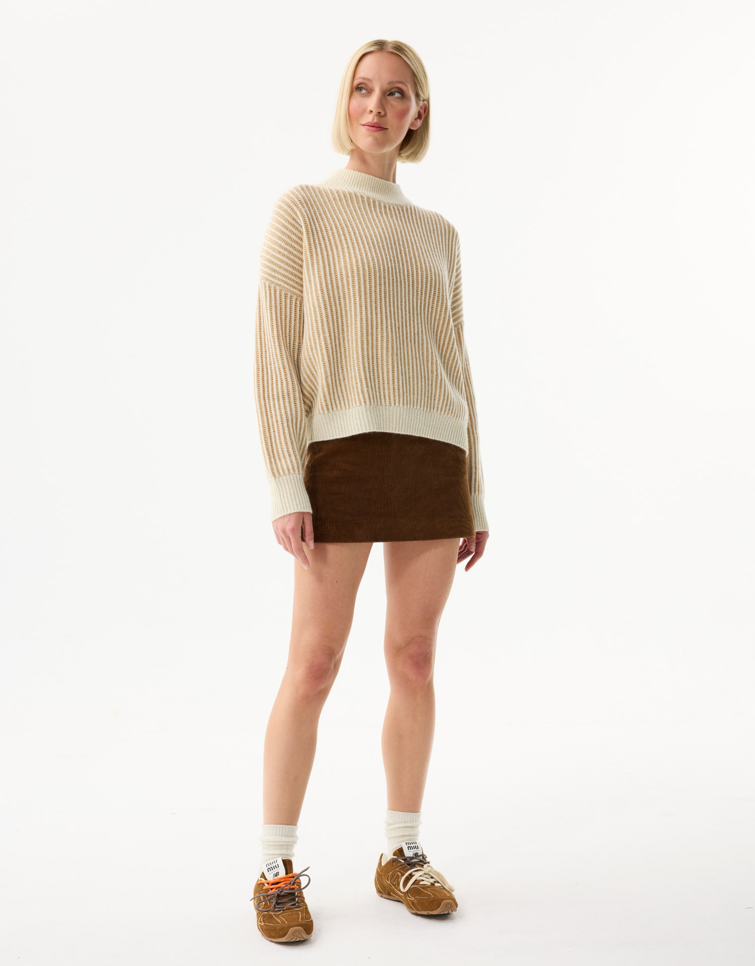 Women's oversized striped sweater in wool & cashmere