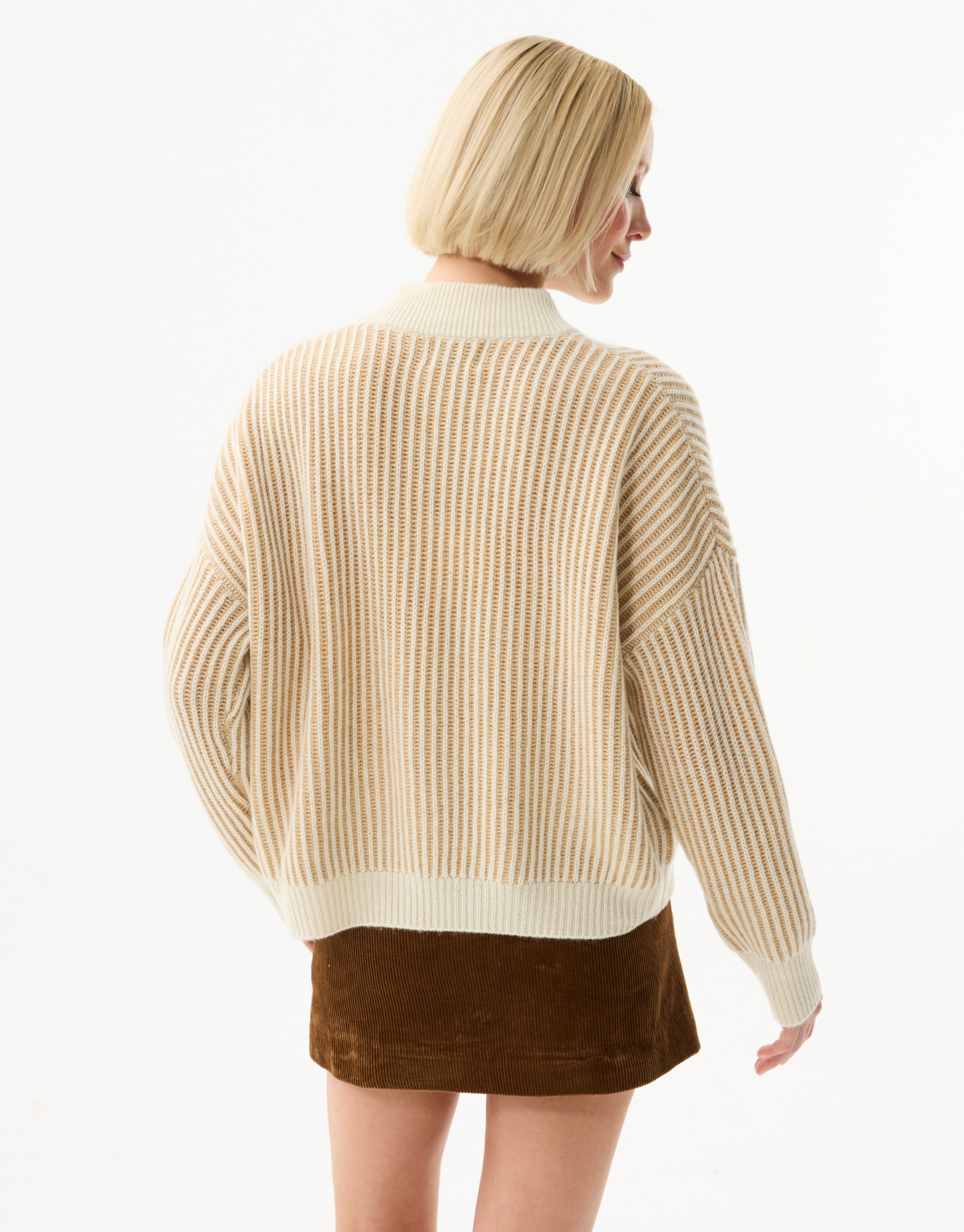 Women's oversized striped sweater in wool & cashmere