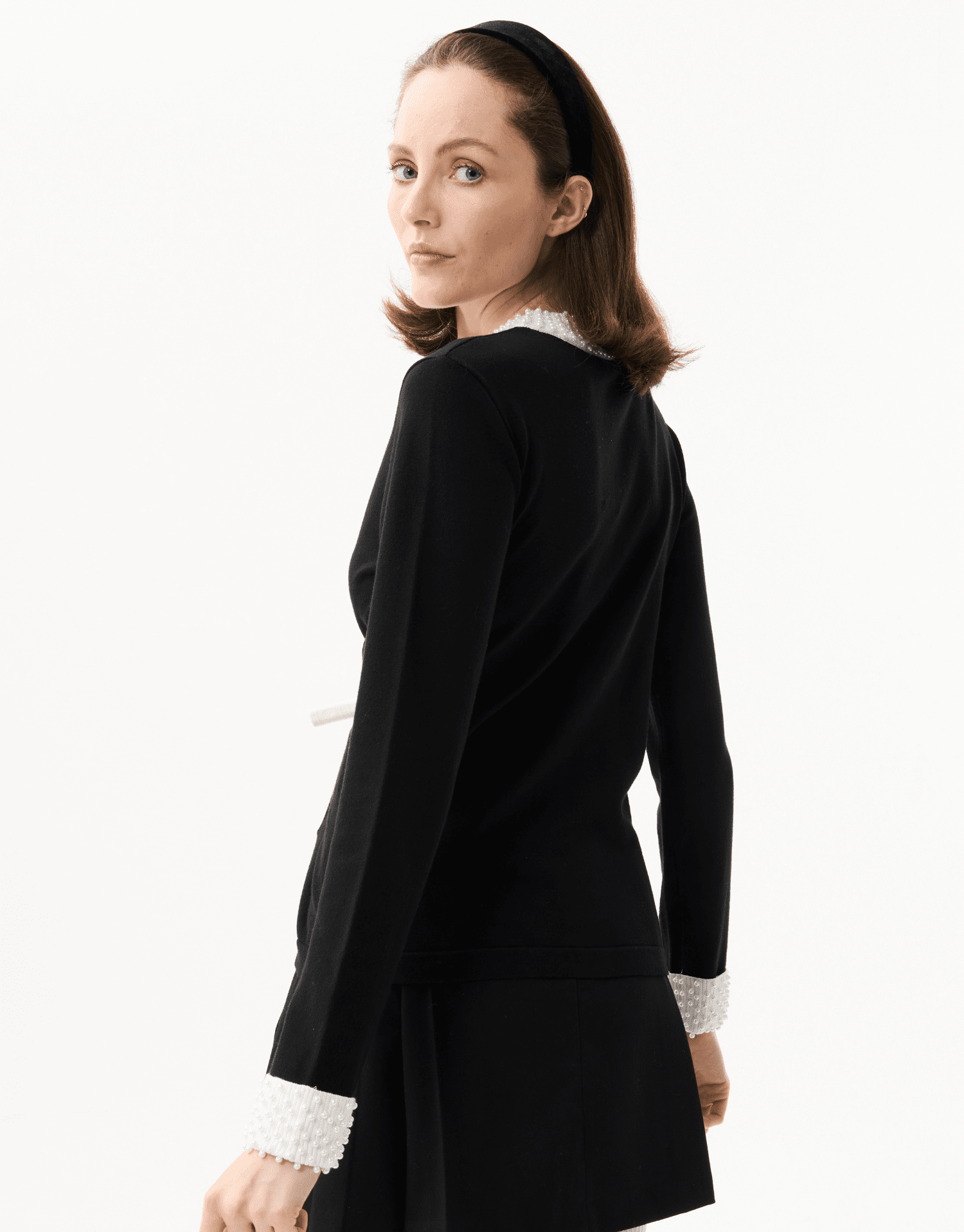 Cardigan col contrastant