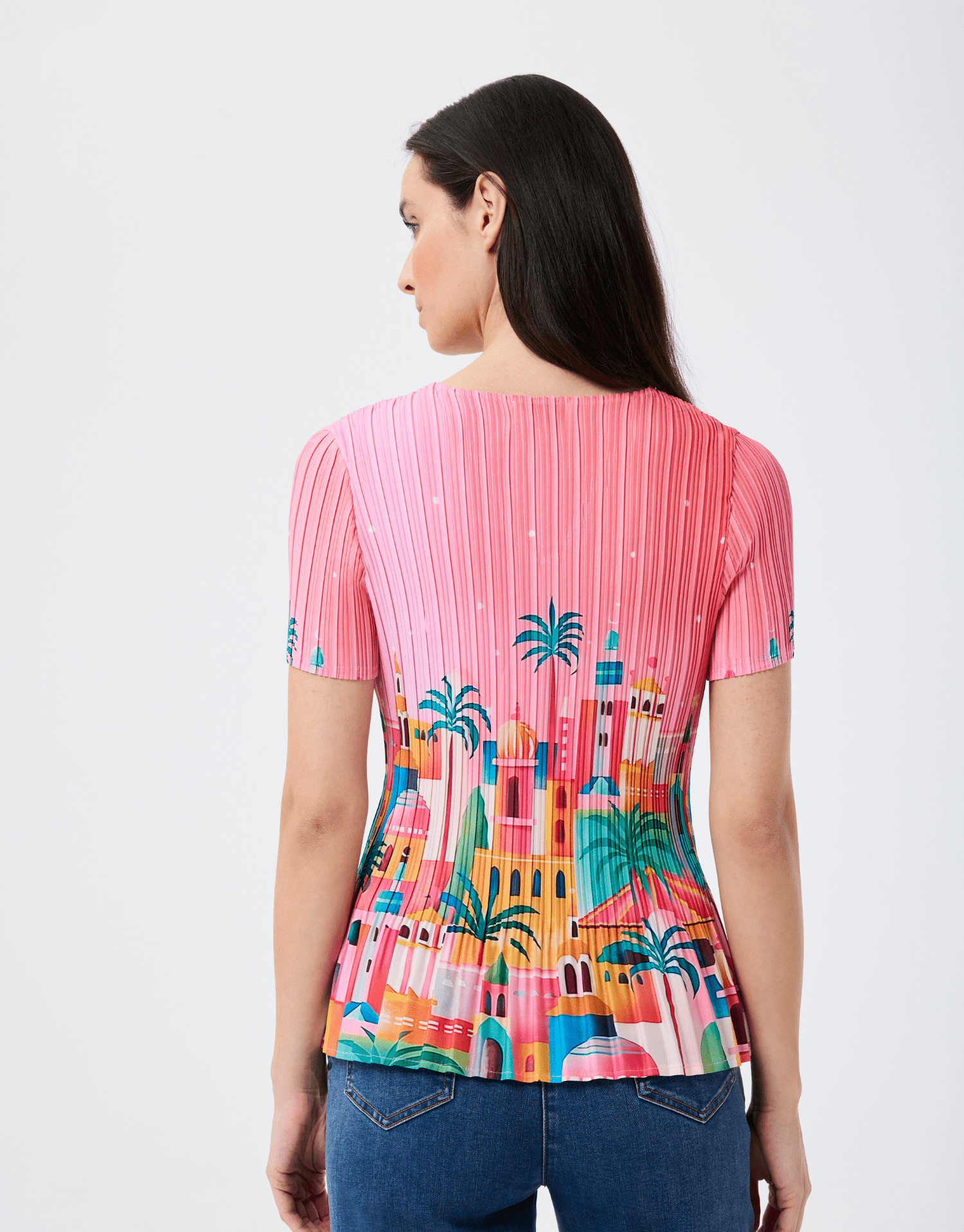 T-shirt rose plissé doux