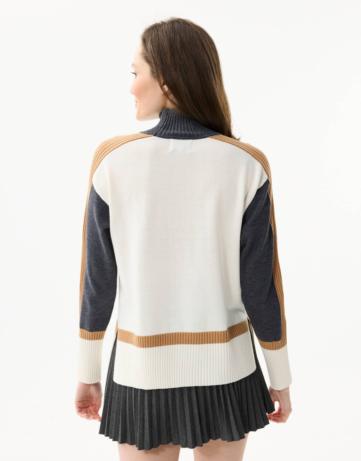 Women's high neck color block top