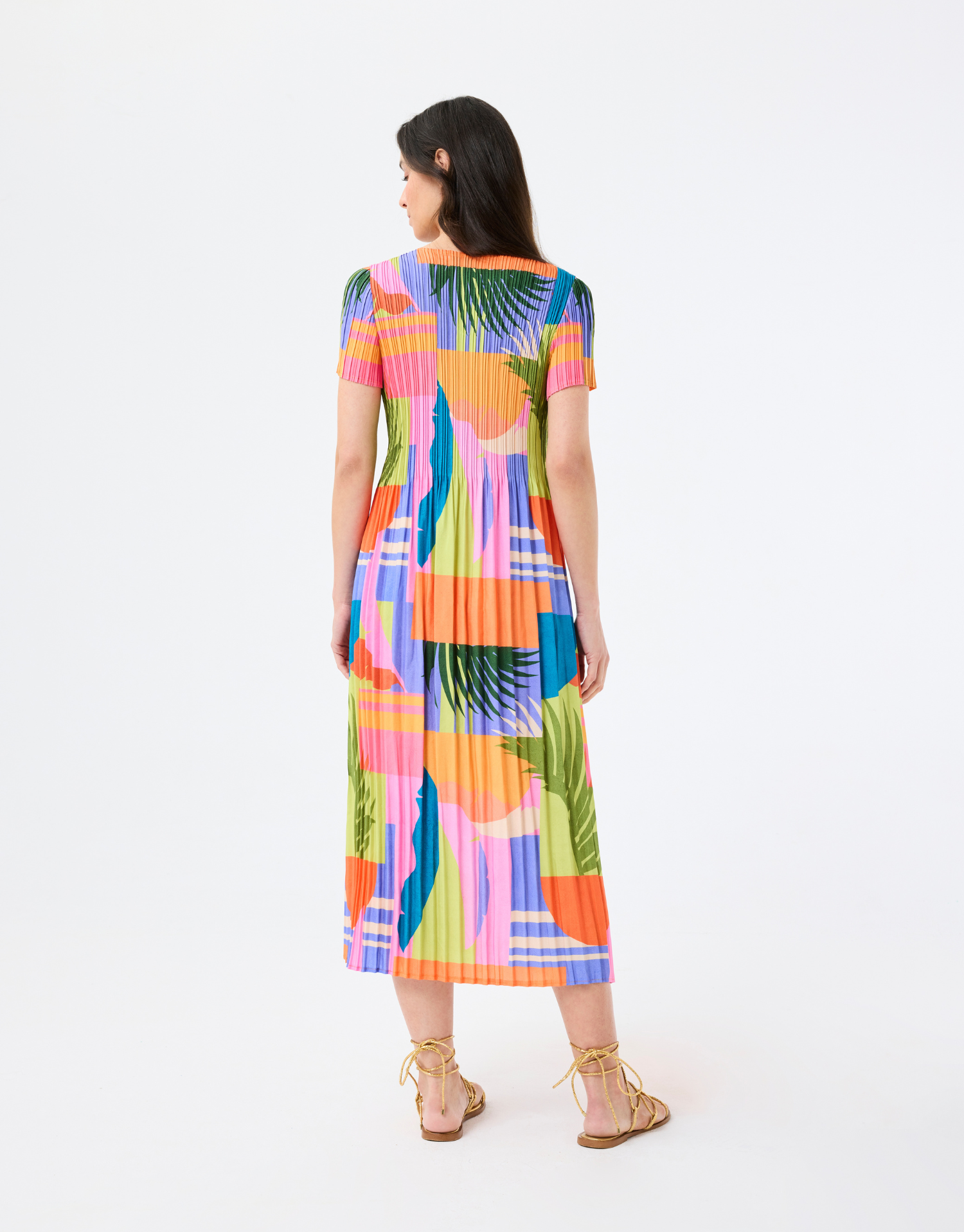 Robe midi plissée très colorée