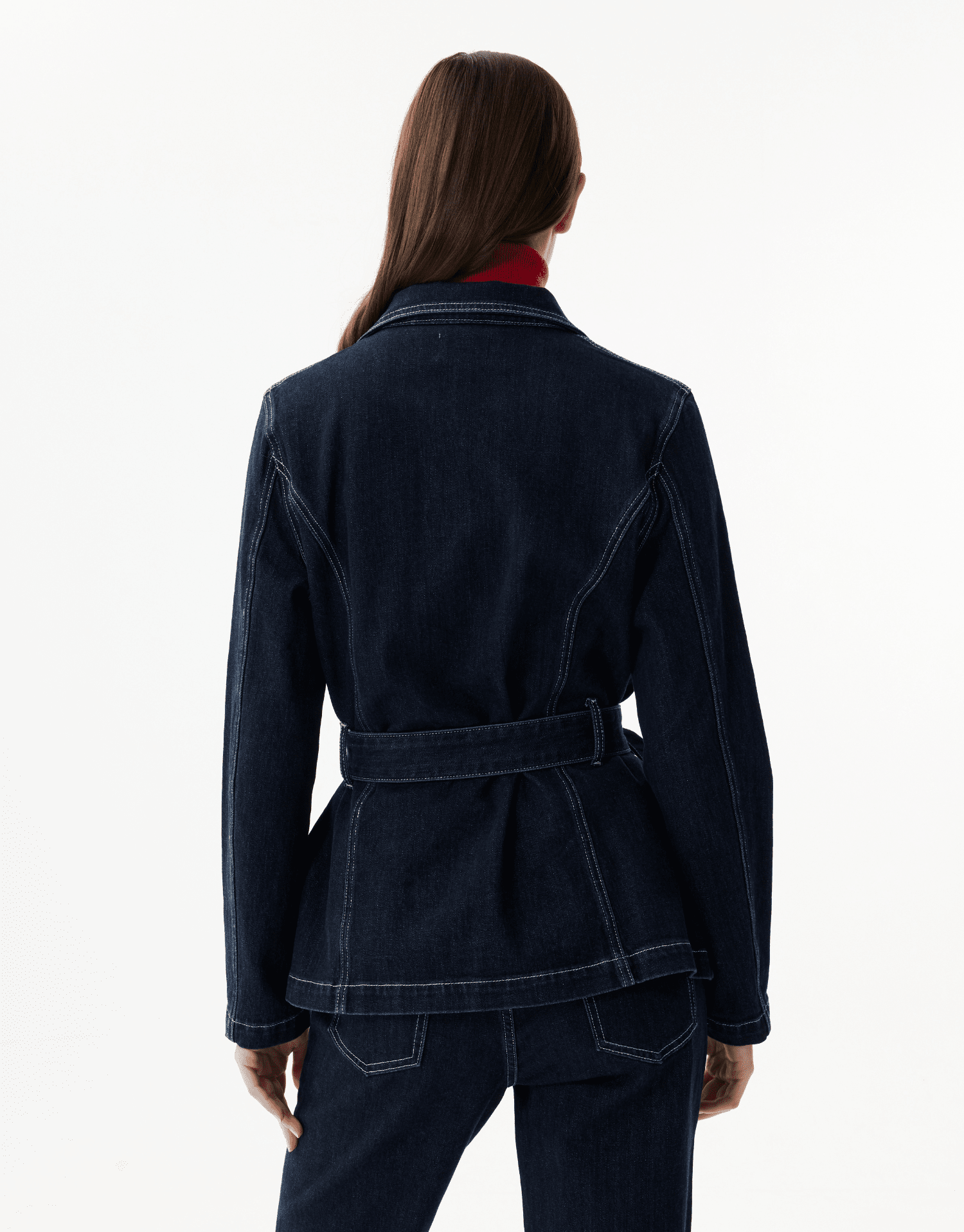 Veste denim ceinturée