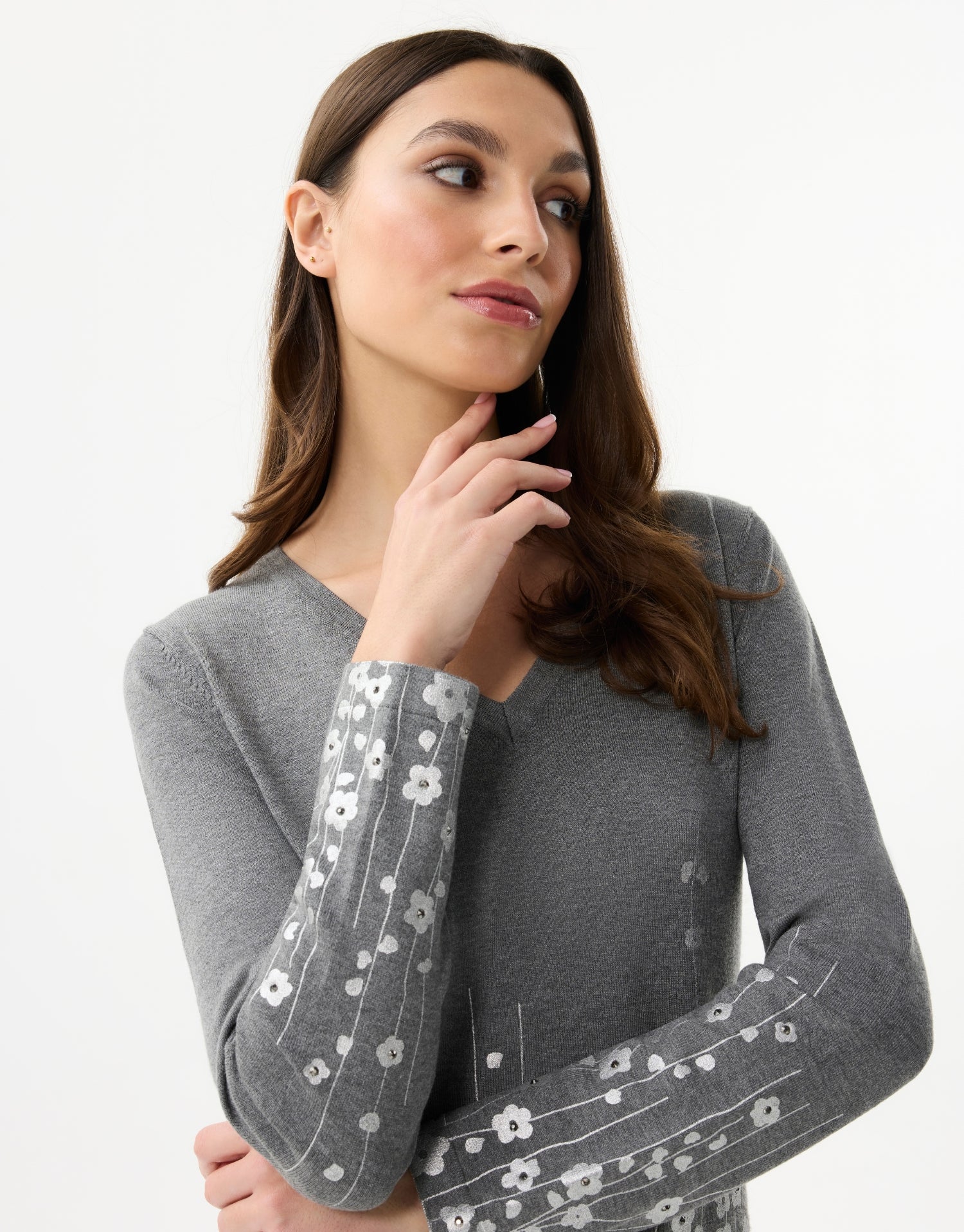 Floral V-neck sweater