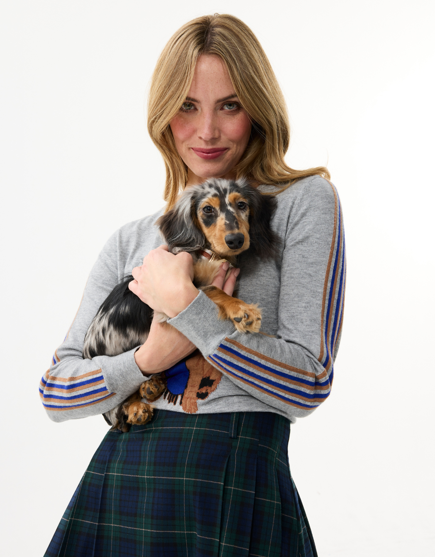 Women's V-neck dog pattern top