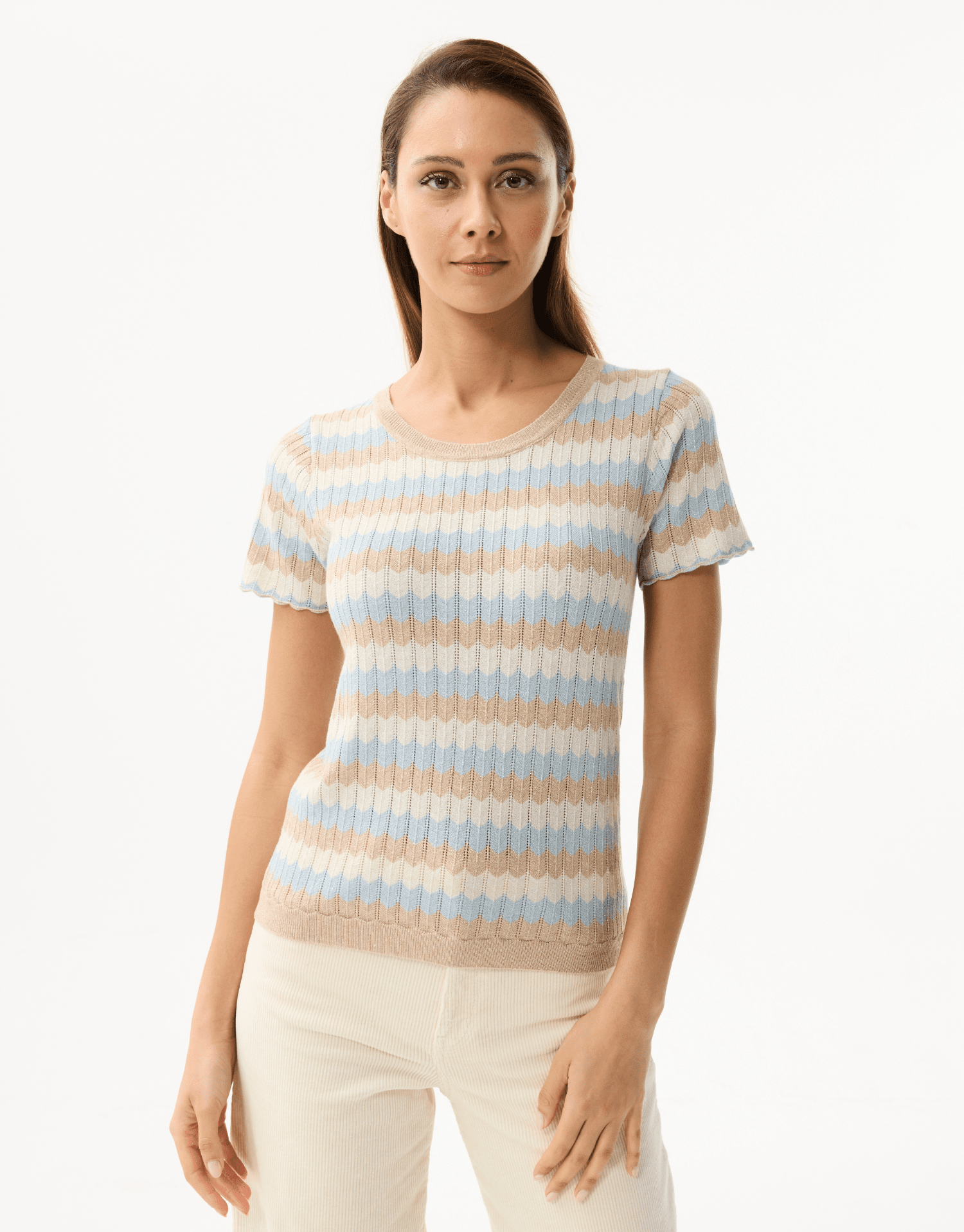 Twin-set rayé scintillant