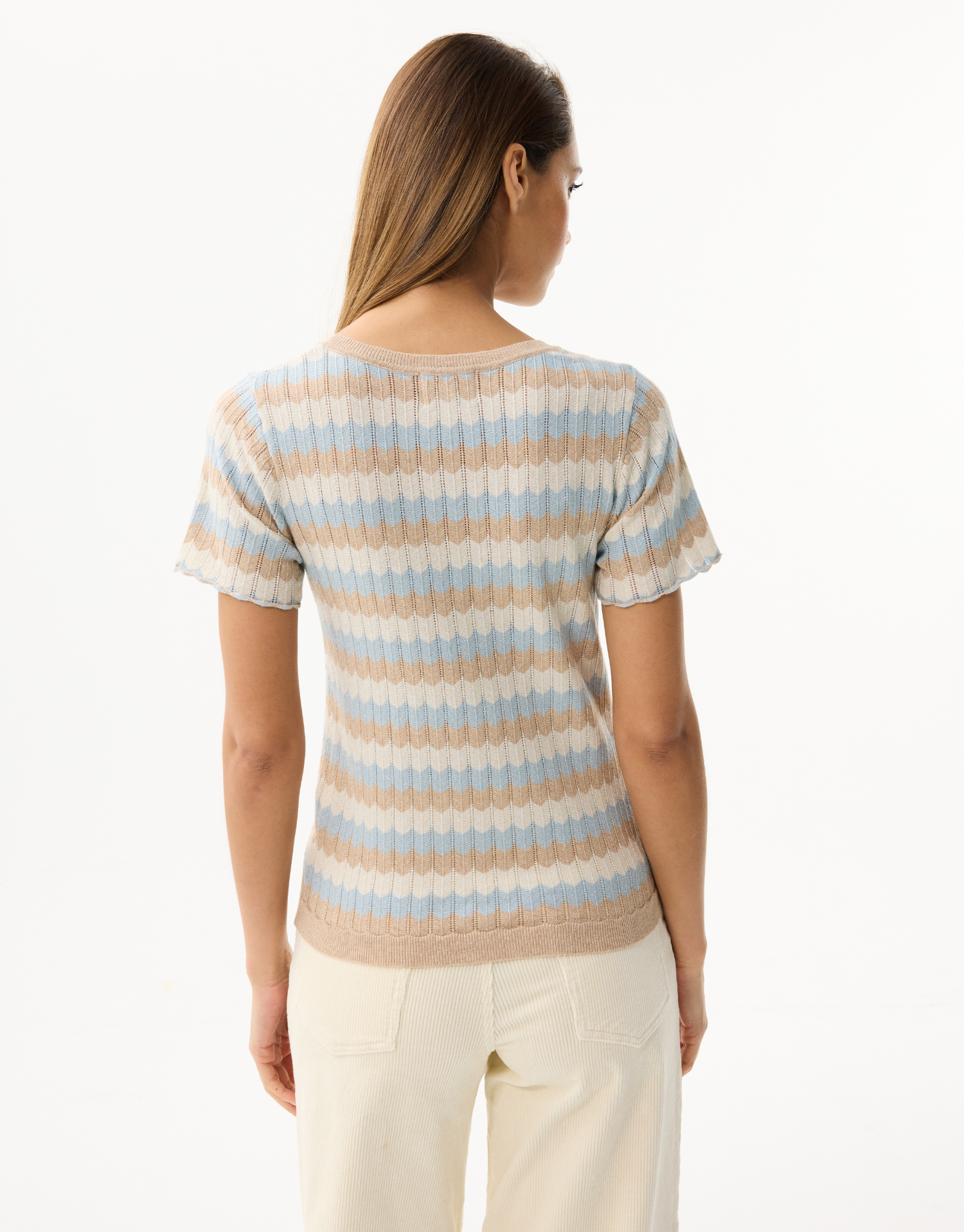 Women's striped twin-set in sparkling knit