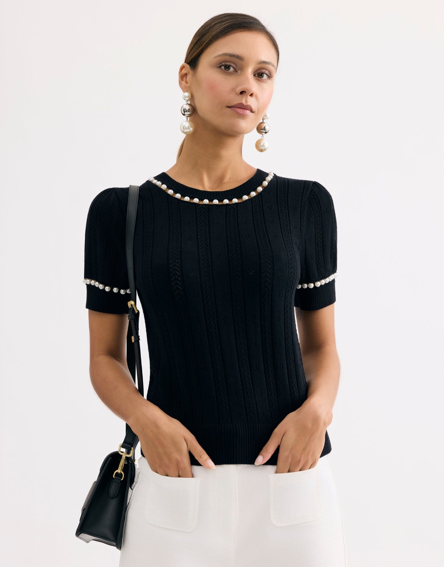 Pull maille perlé noir