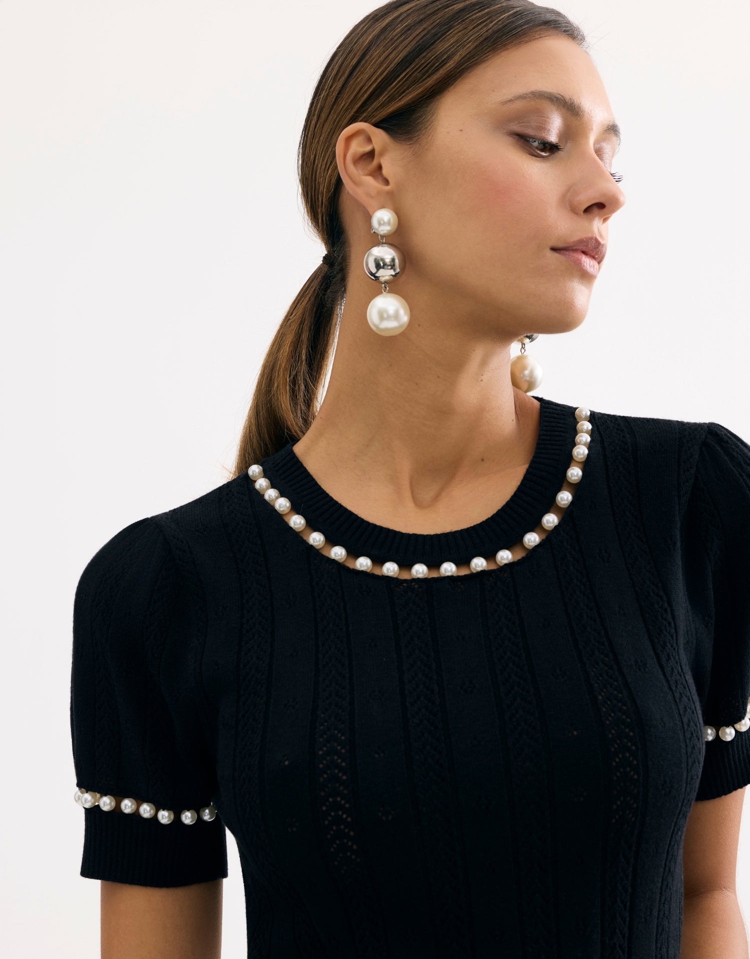 Pull maille perlé noir