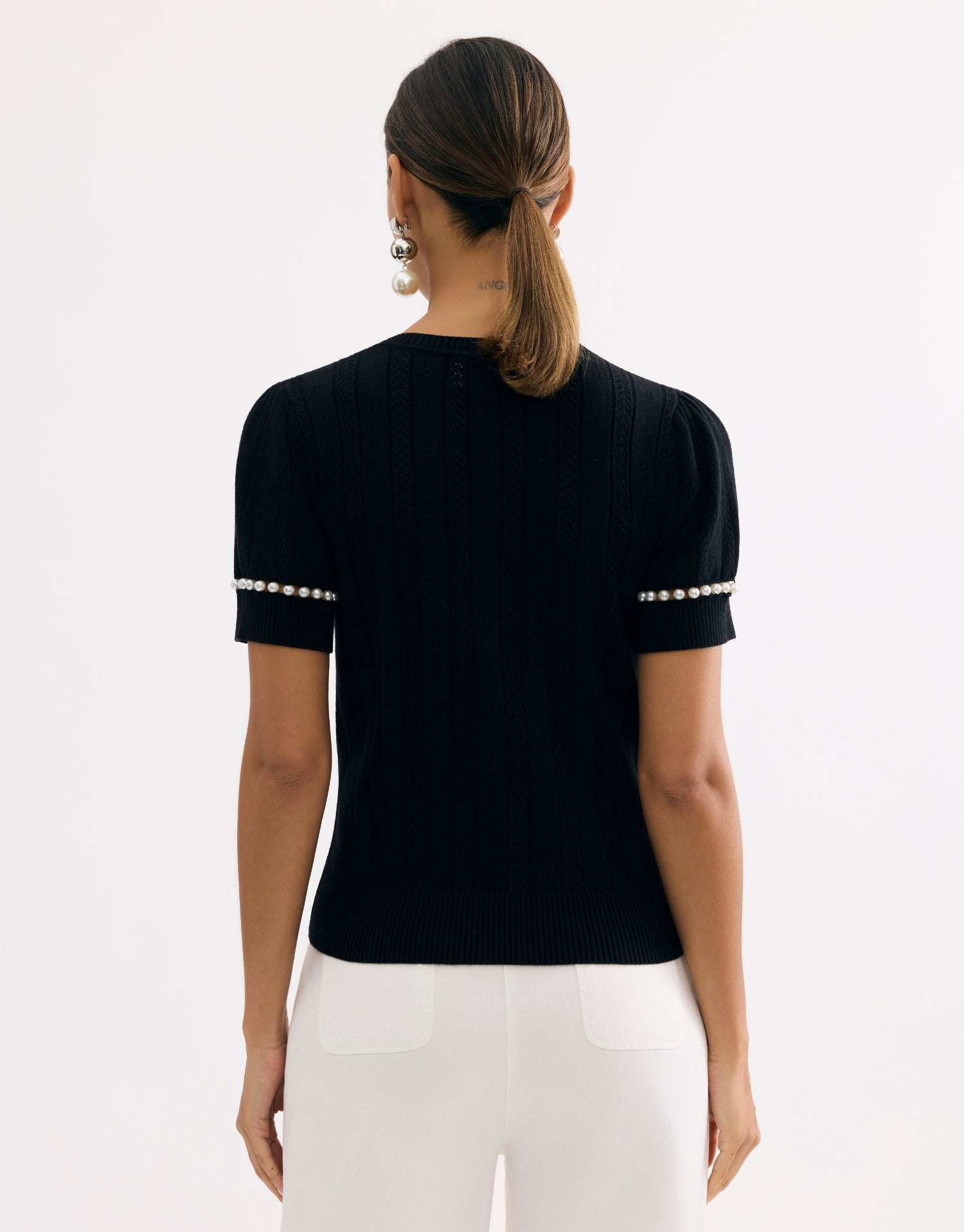 Pull maille perlé noir