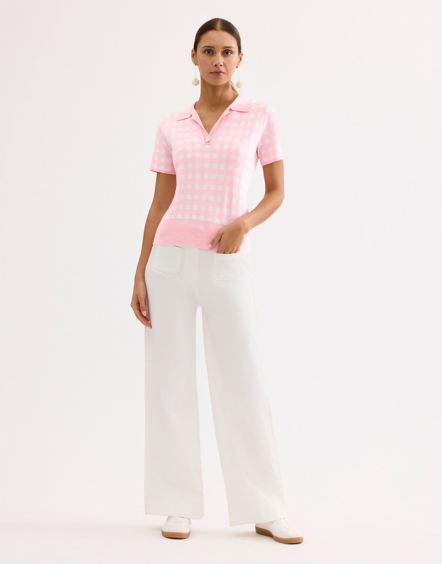 Pull polo maille vichy