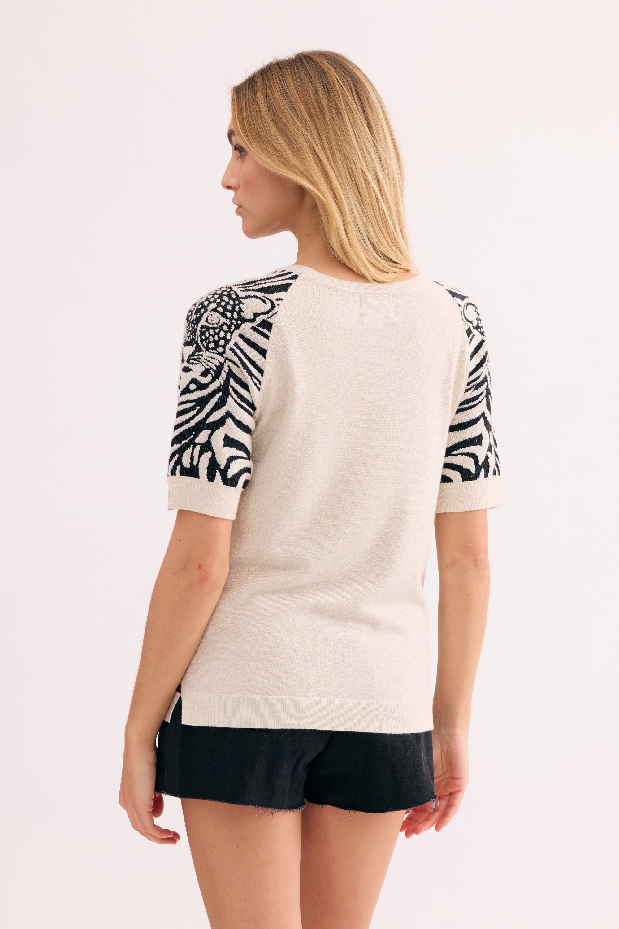 Pull maille motif zèbre