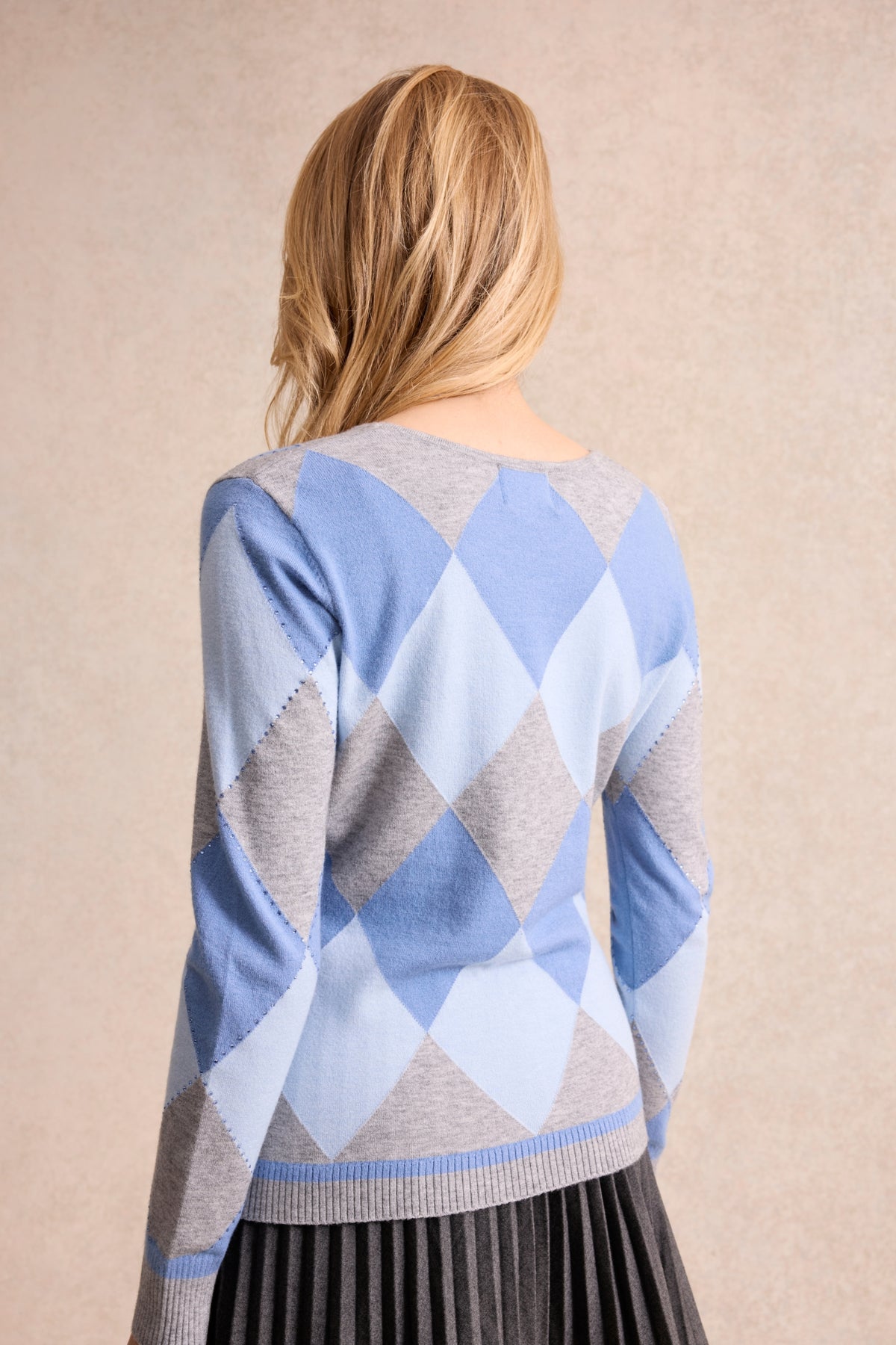 Pull à losanges bleu