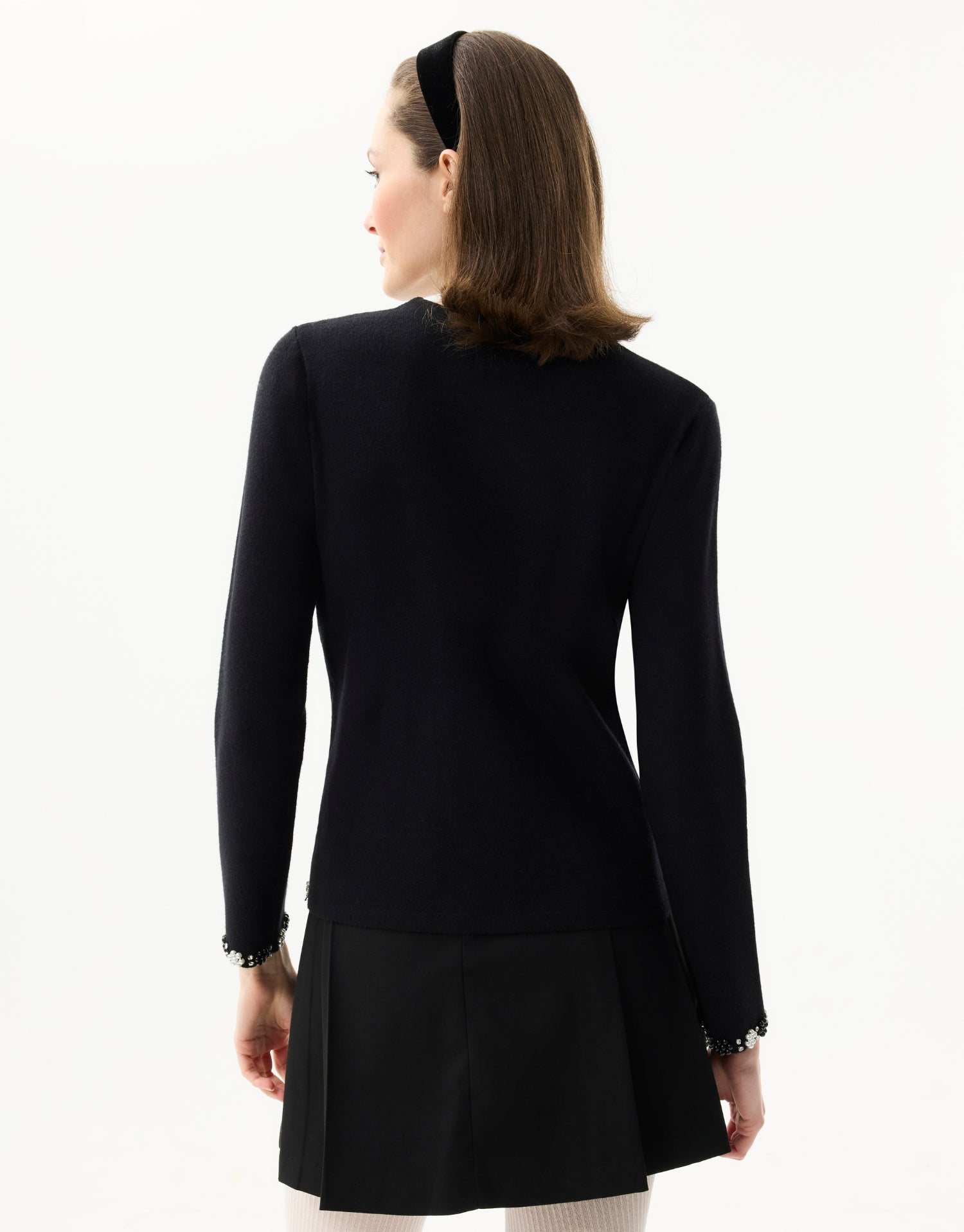 Pearl collar floral cardigan – black or ecru