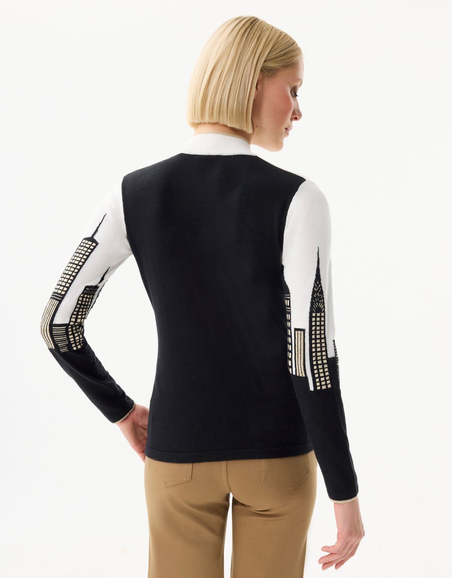 Pullover mit Stehkragen und Skyline-Muster