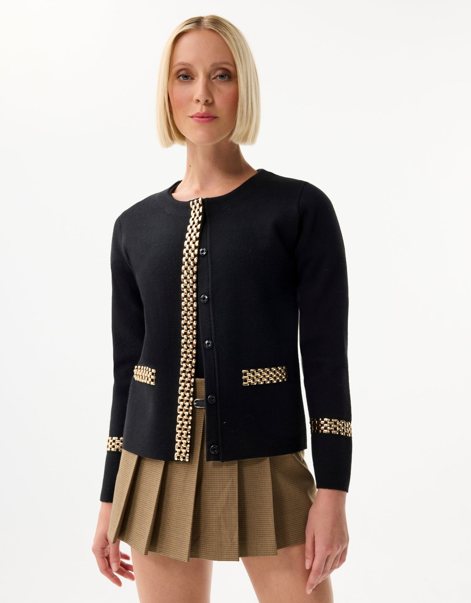 Twin-set noir à détails dorés