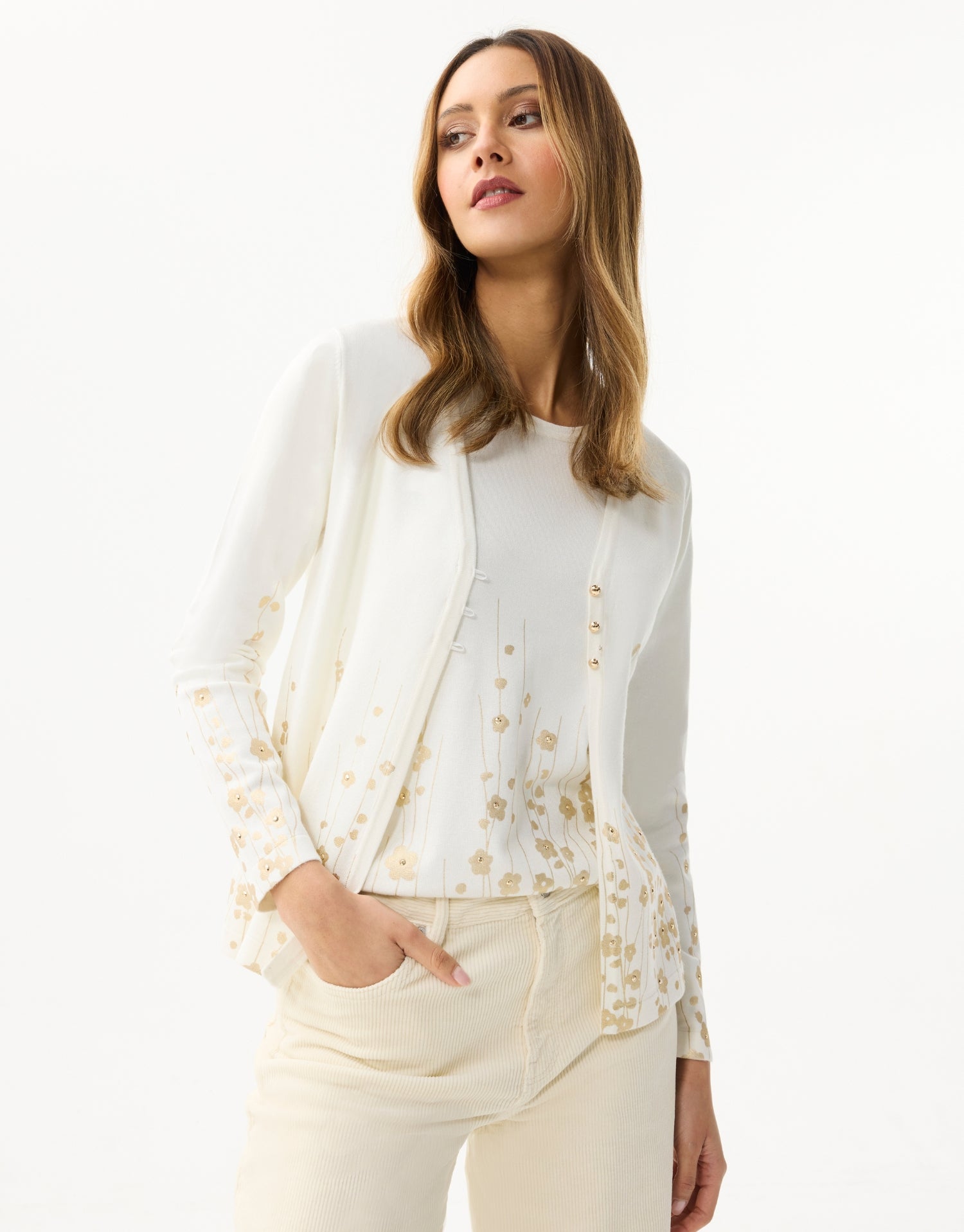 Zwillingsset goldene Blumenmotive