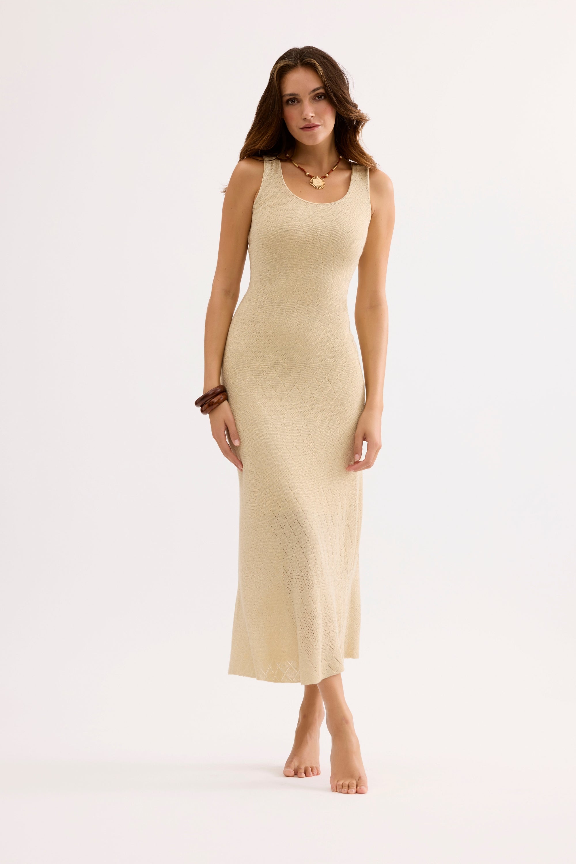 Robe longue maille ajourée