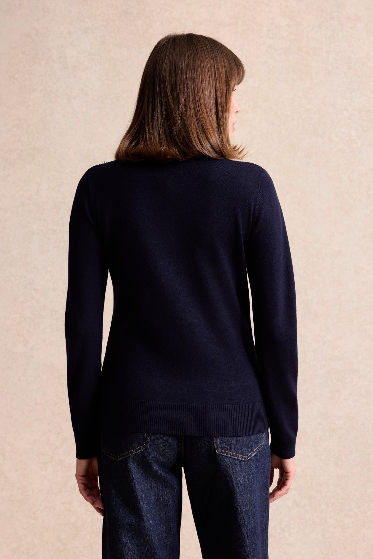 Pull en maille à dentelle marine