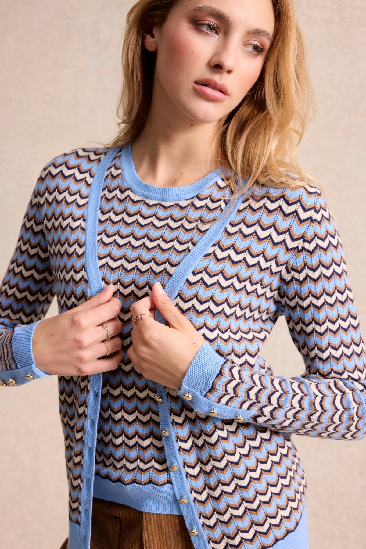 Twin-set zigzag bleu