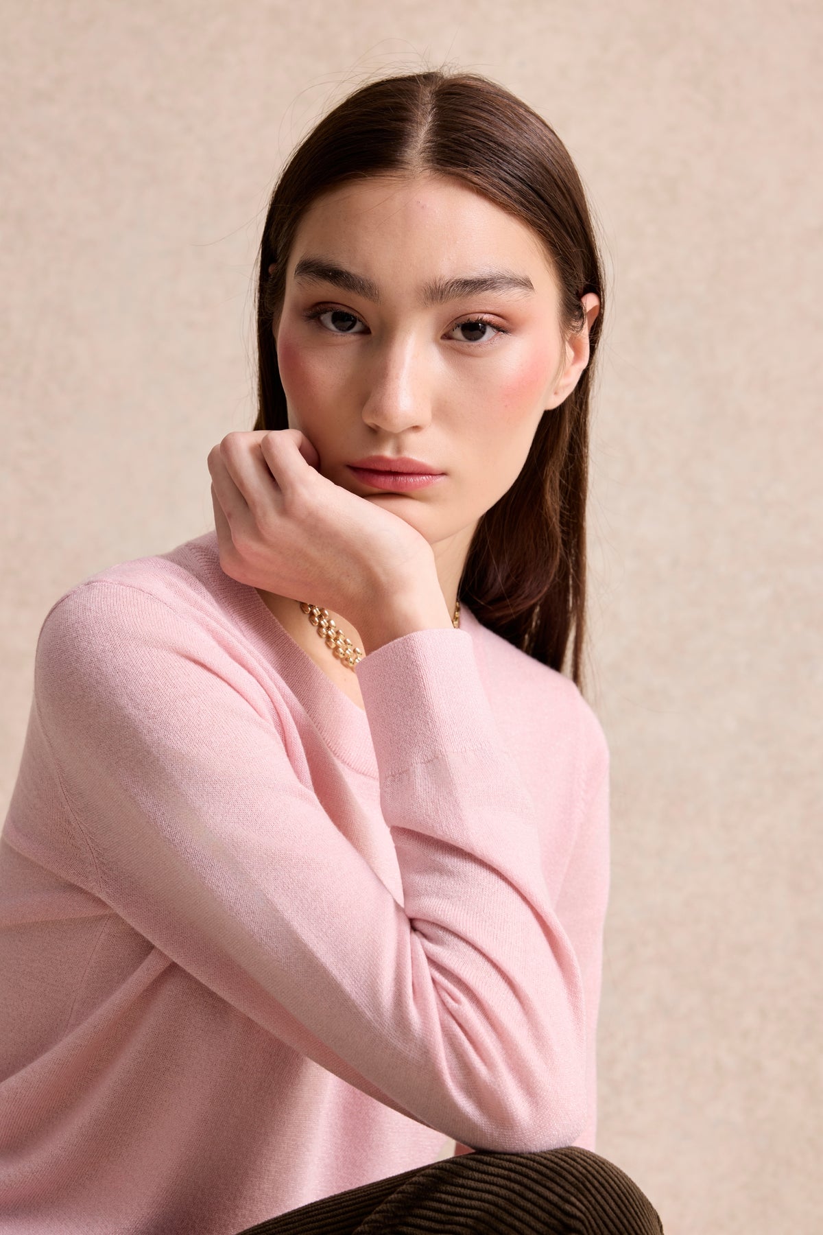 Pull femme en laine rose