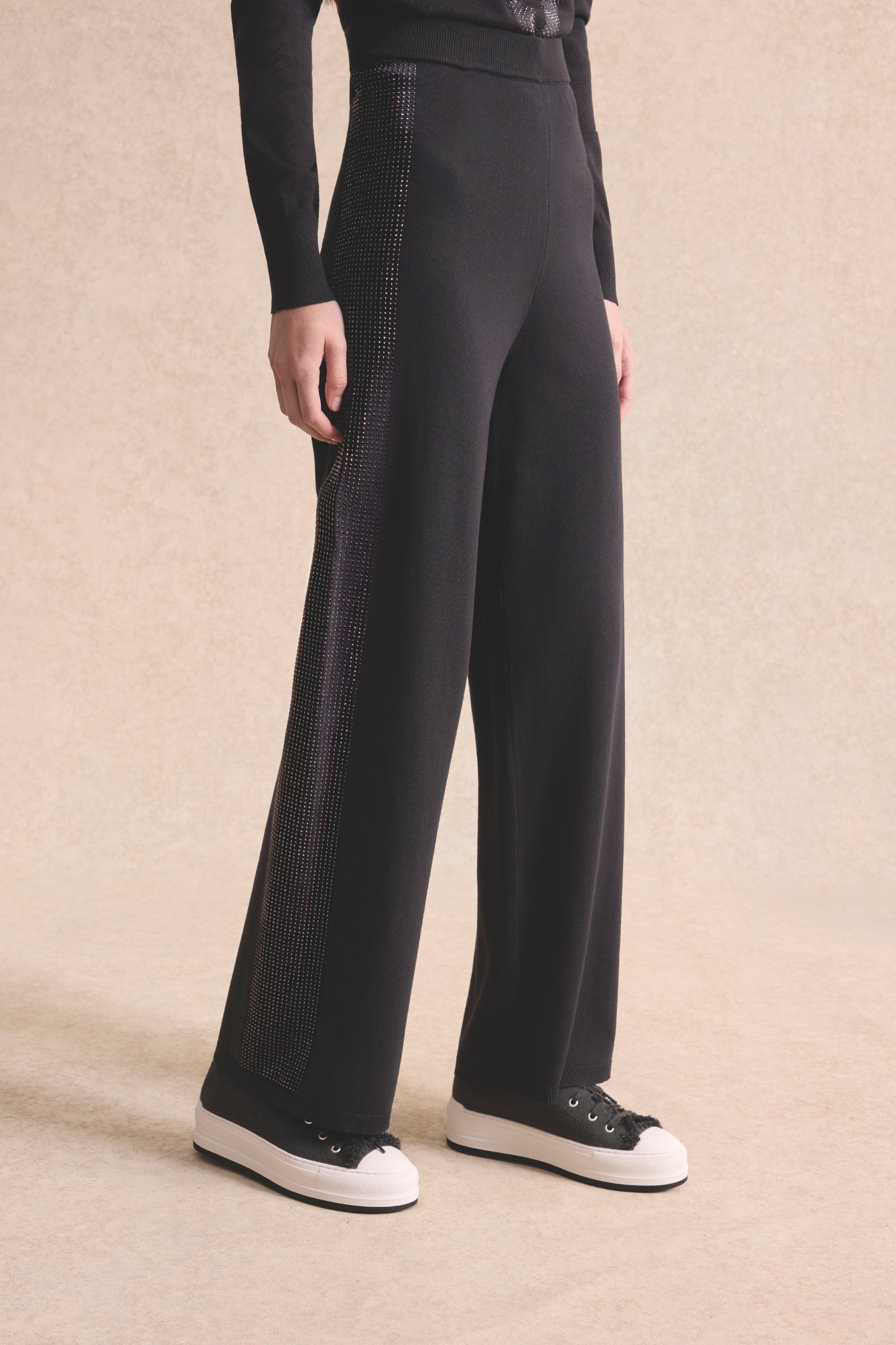 Pantalon large à strass