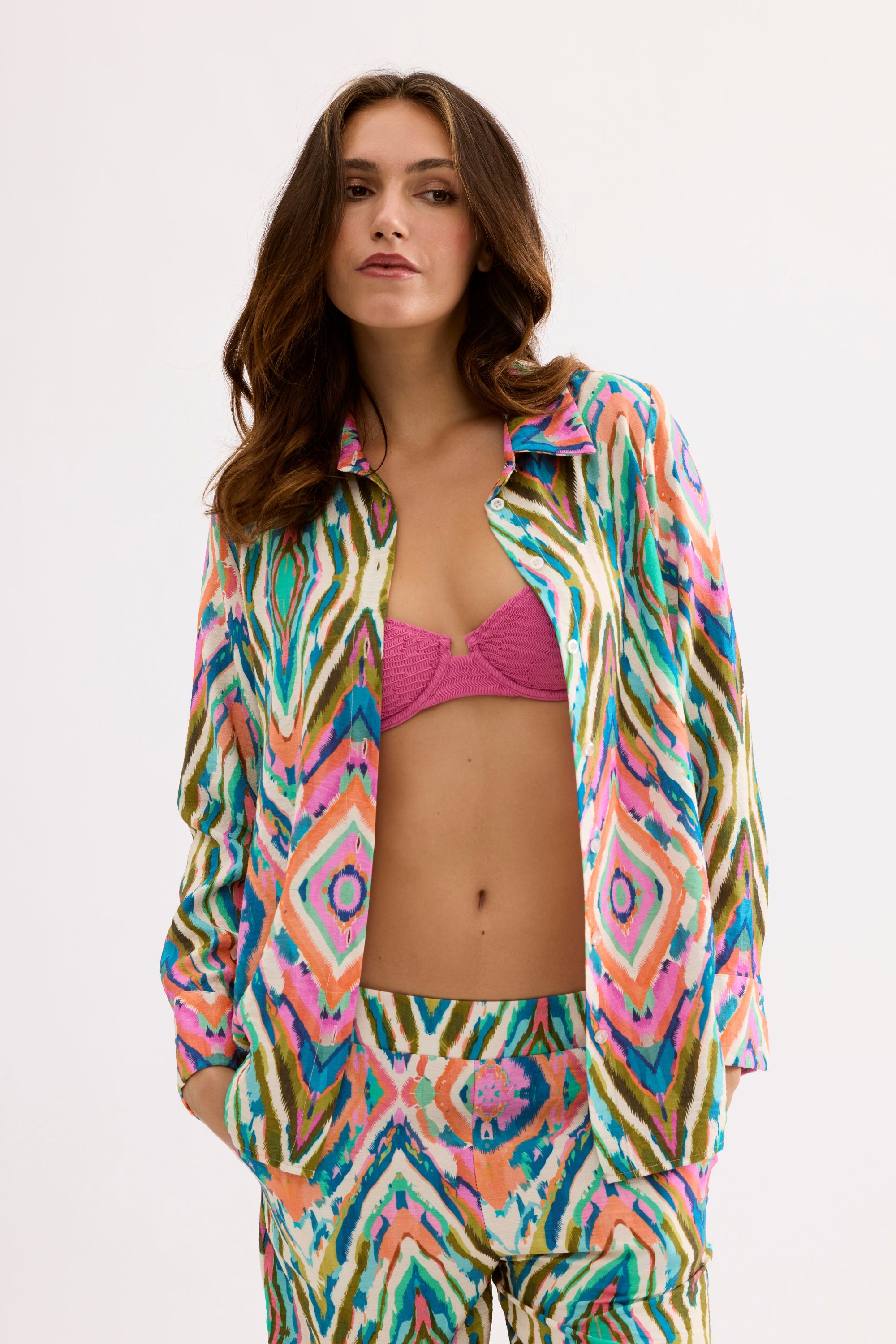 Chemise imprimé graphique multicolore