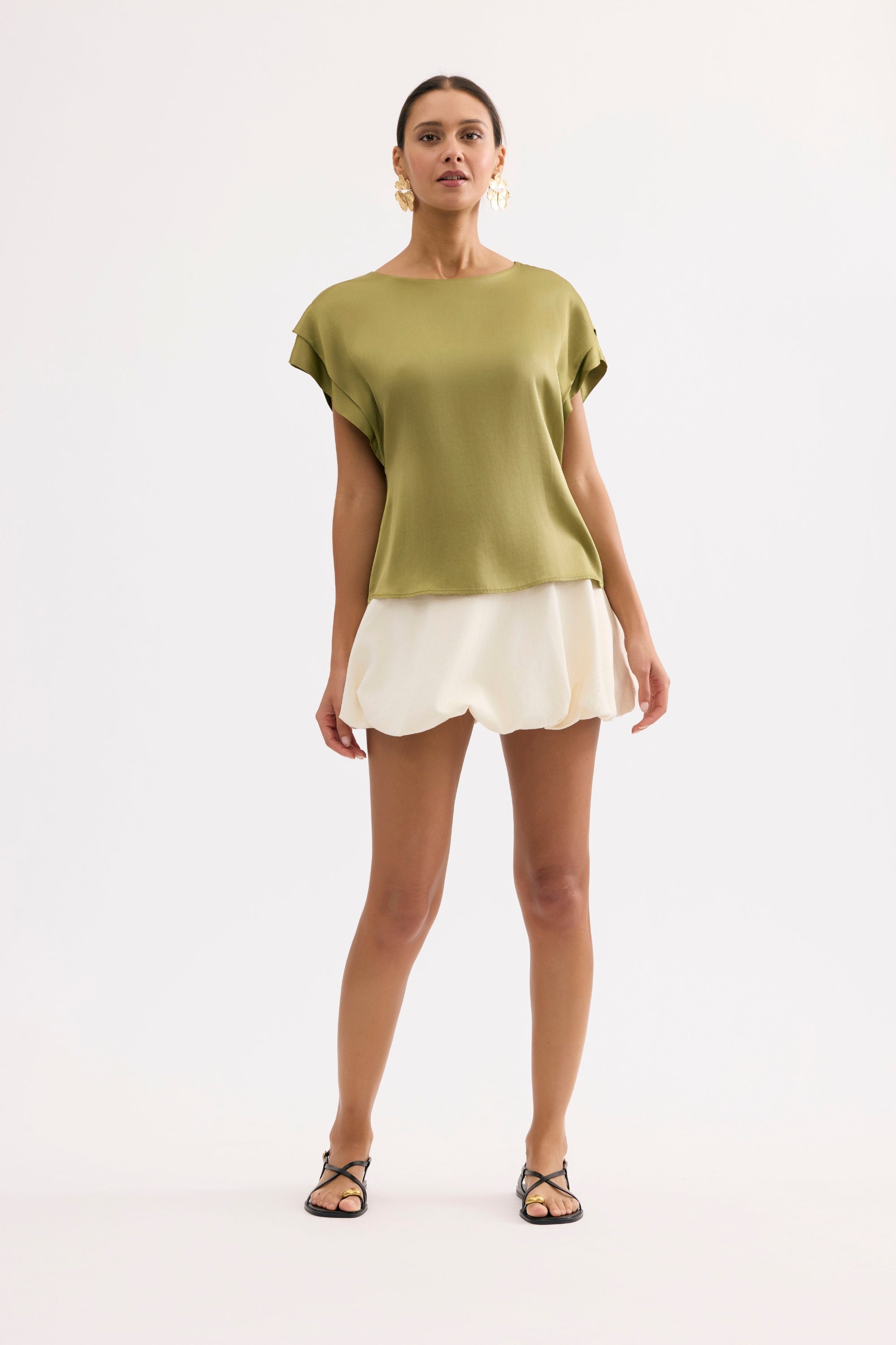 T-shirt fluide à manches courtes kaki