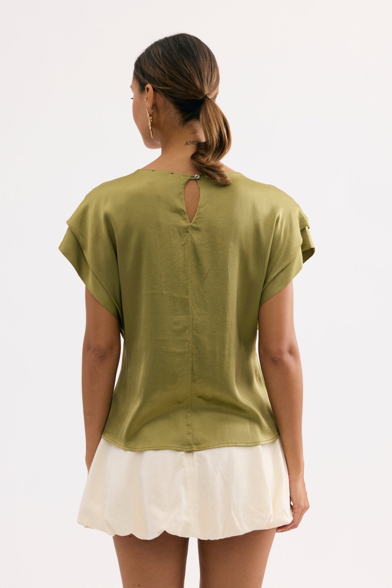 T-shirt fluide à manches courtes kaki