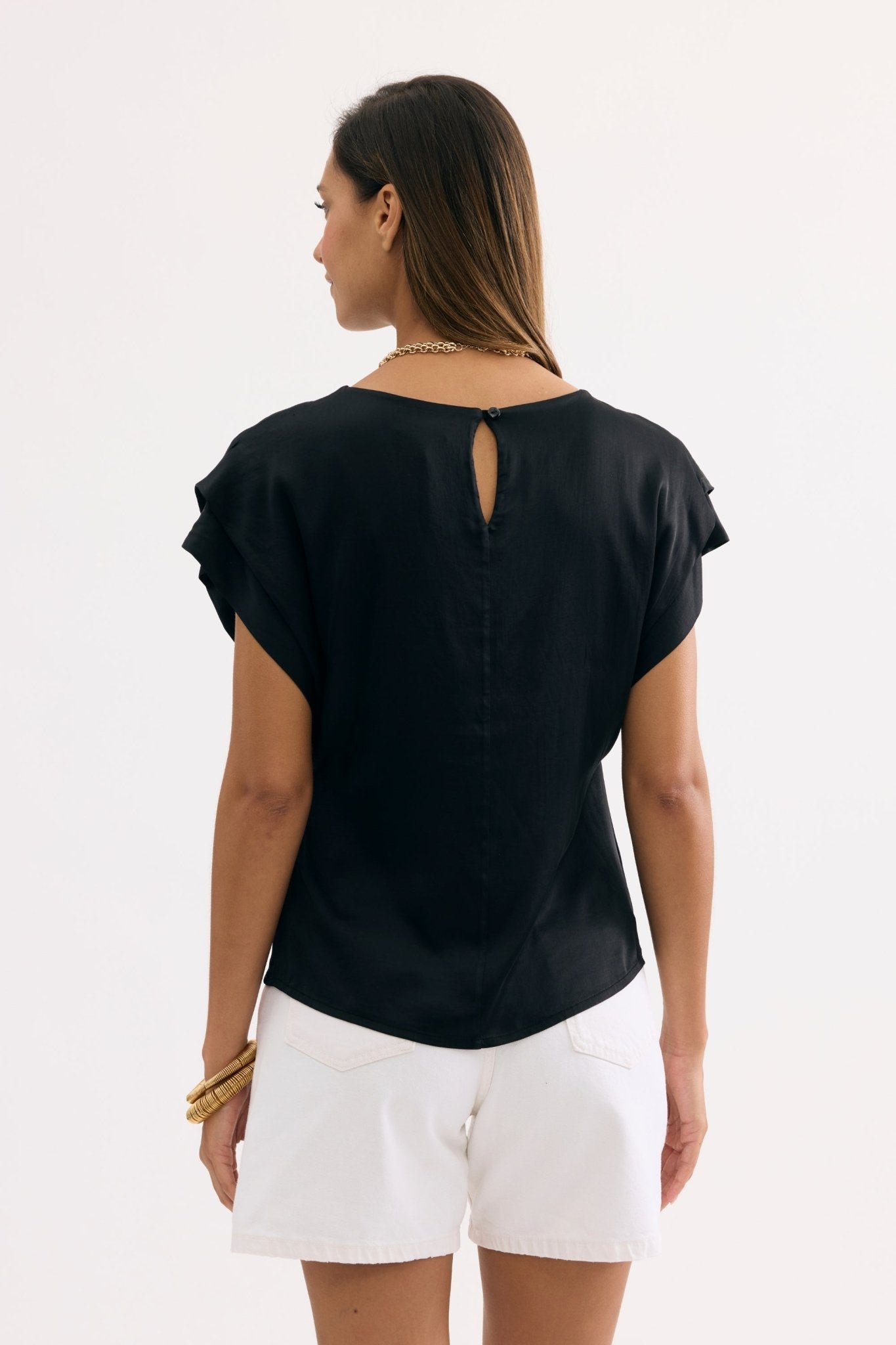 T-shirt fluide à manches courtes noir