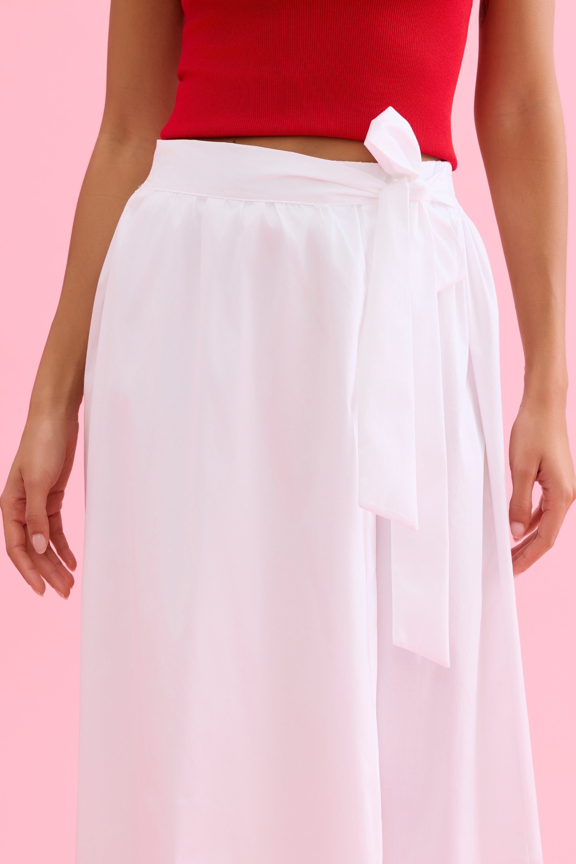 Jupe midi ceinturée blanc