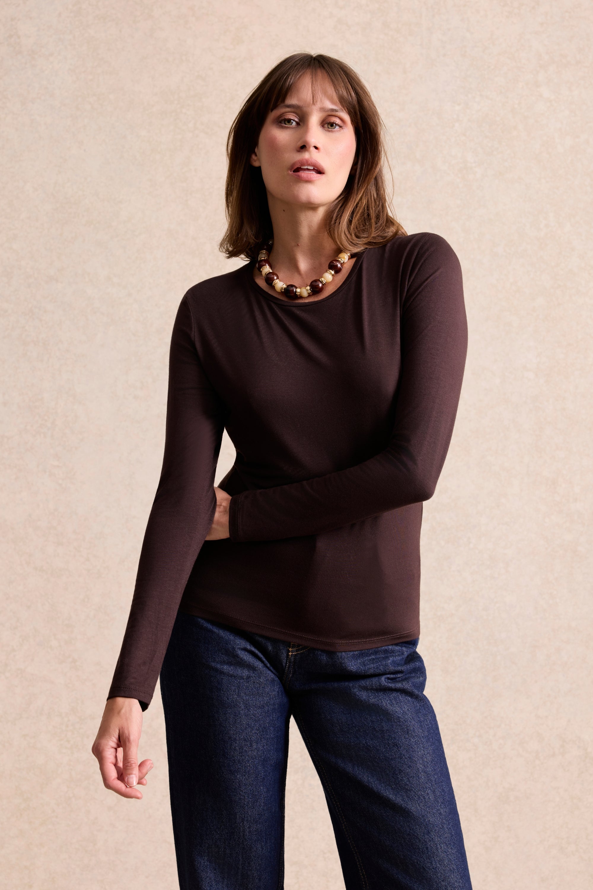 Top seconde peau manches longues marron