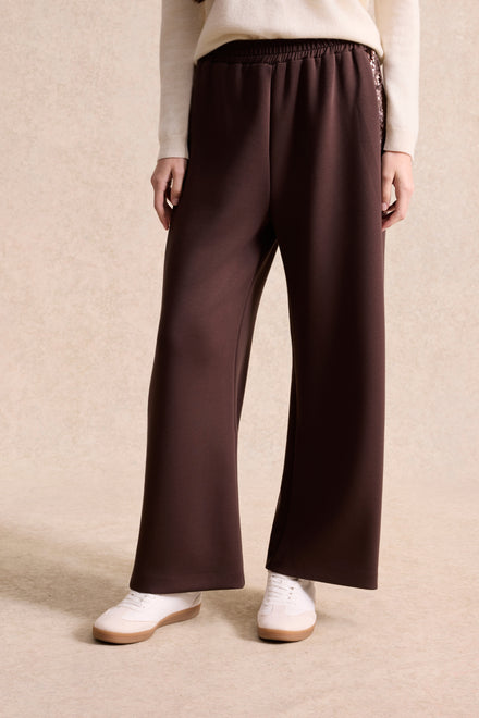 Pantalon coupe large et fluide marron