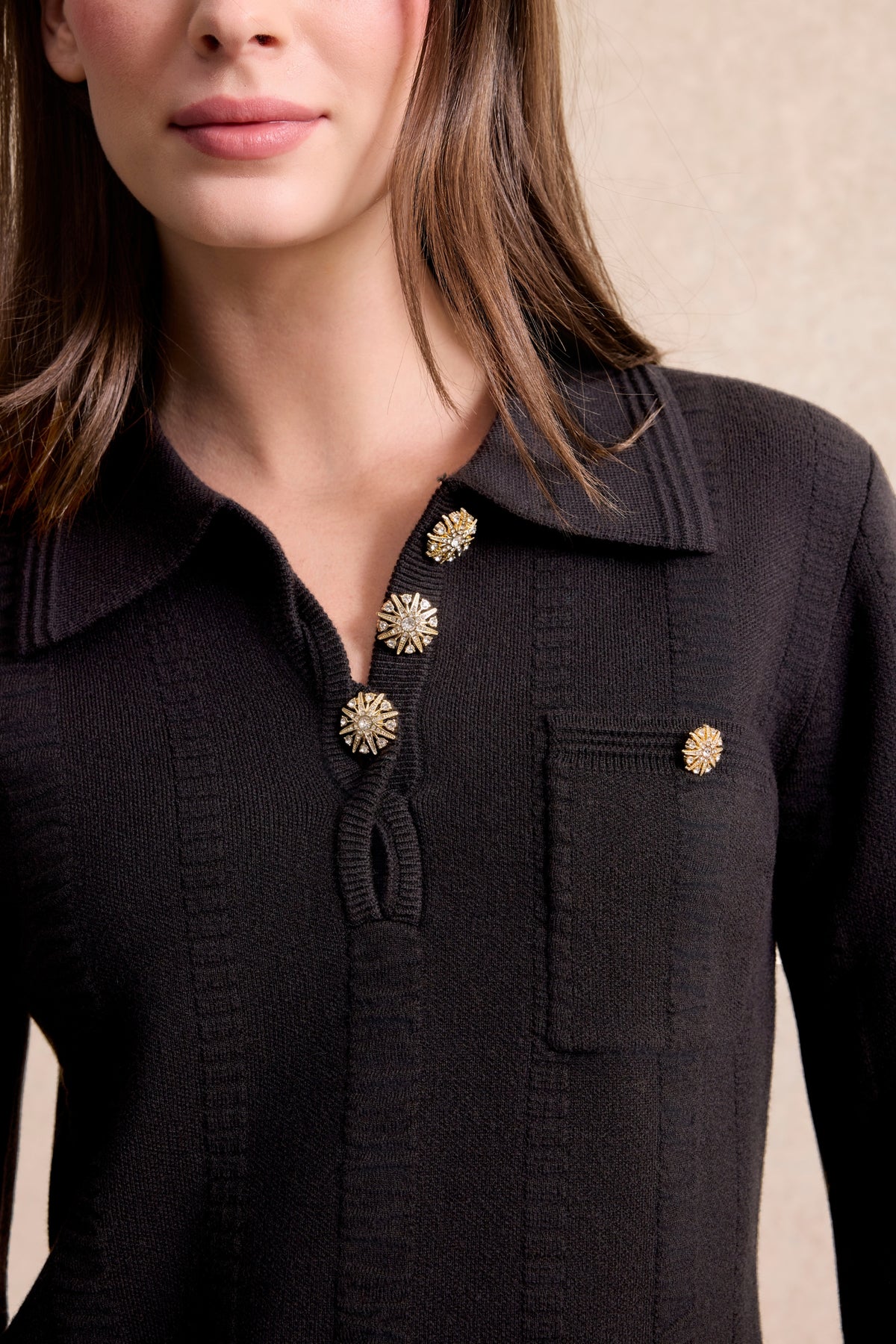 Pull polo coloré noir