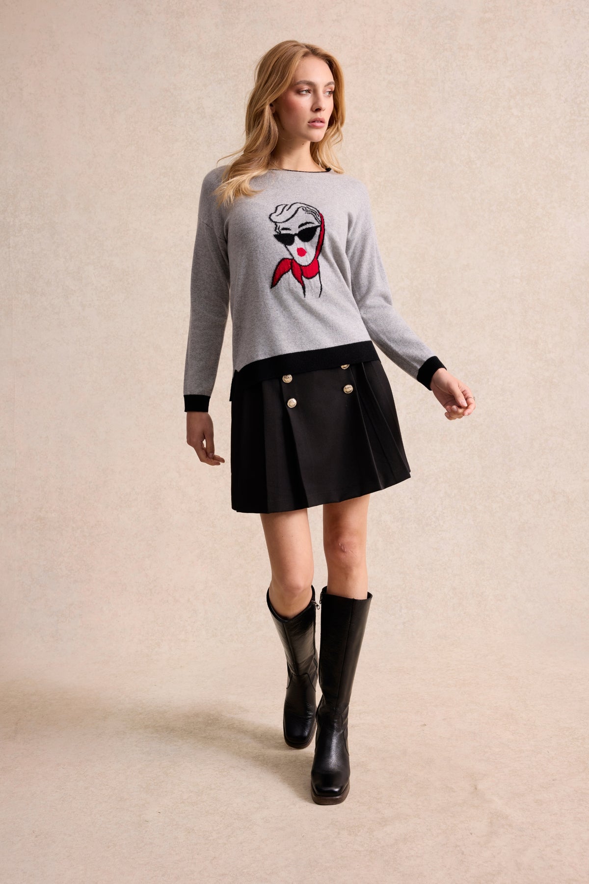 Pull 100% laine à motif femme