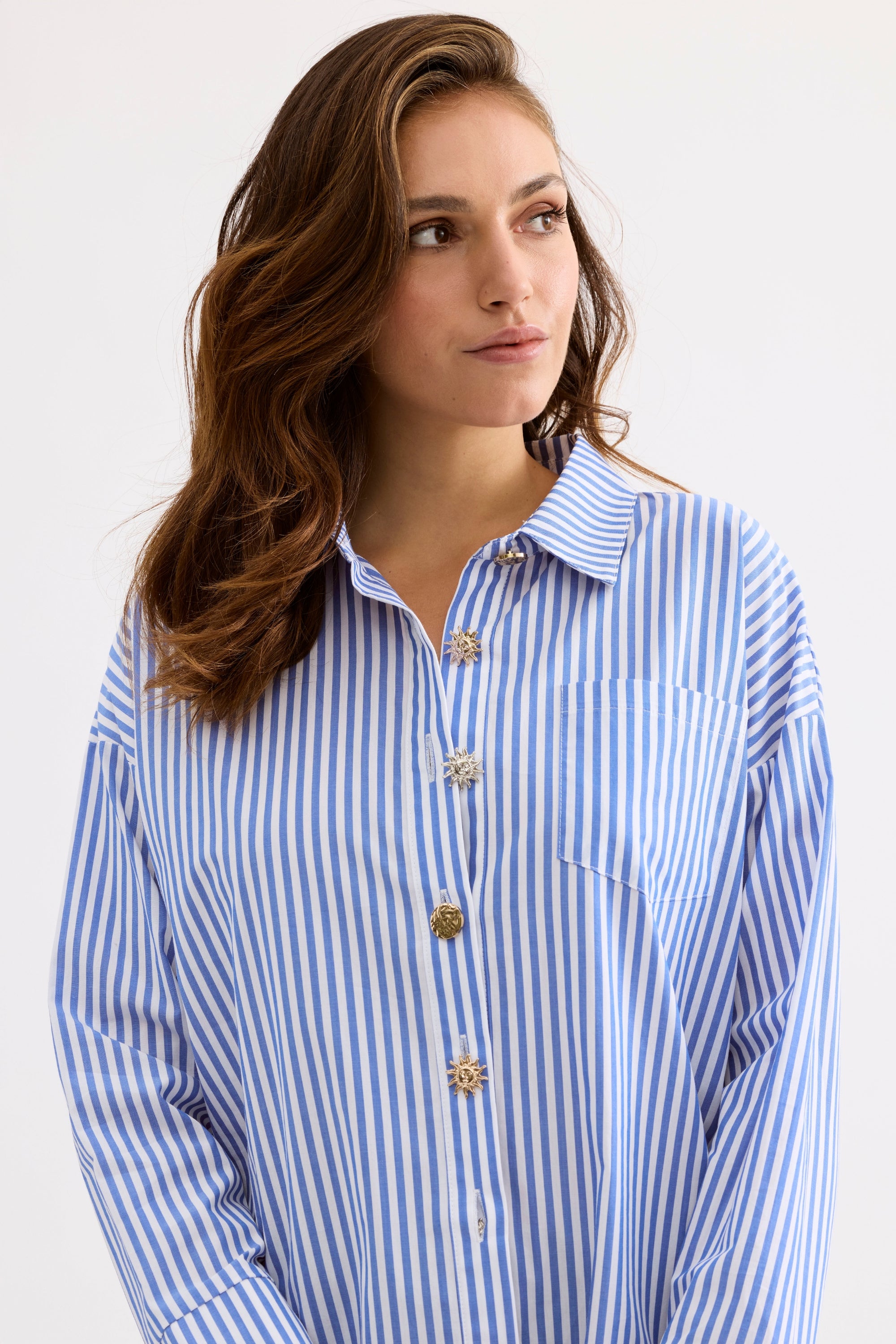 Chemise femme rayée élégante bleue