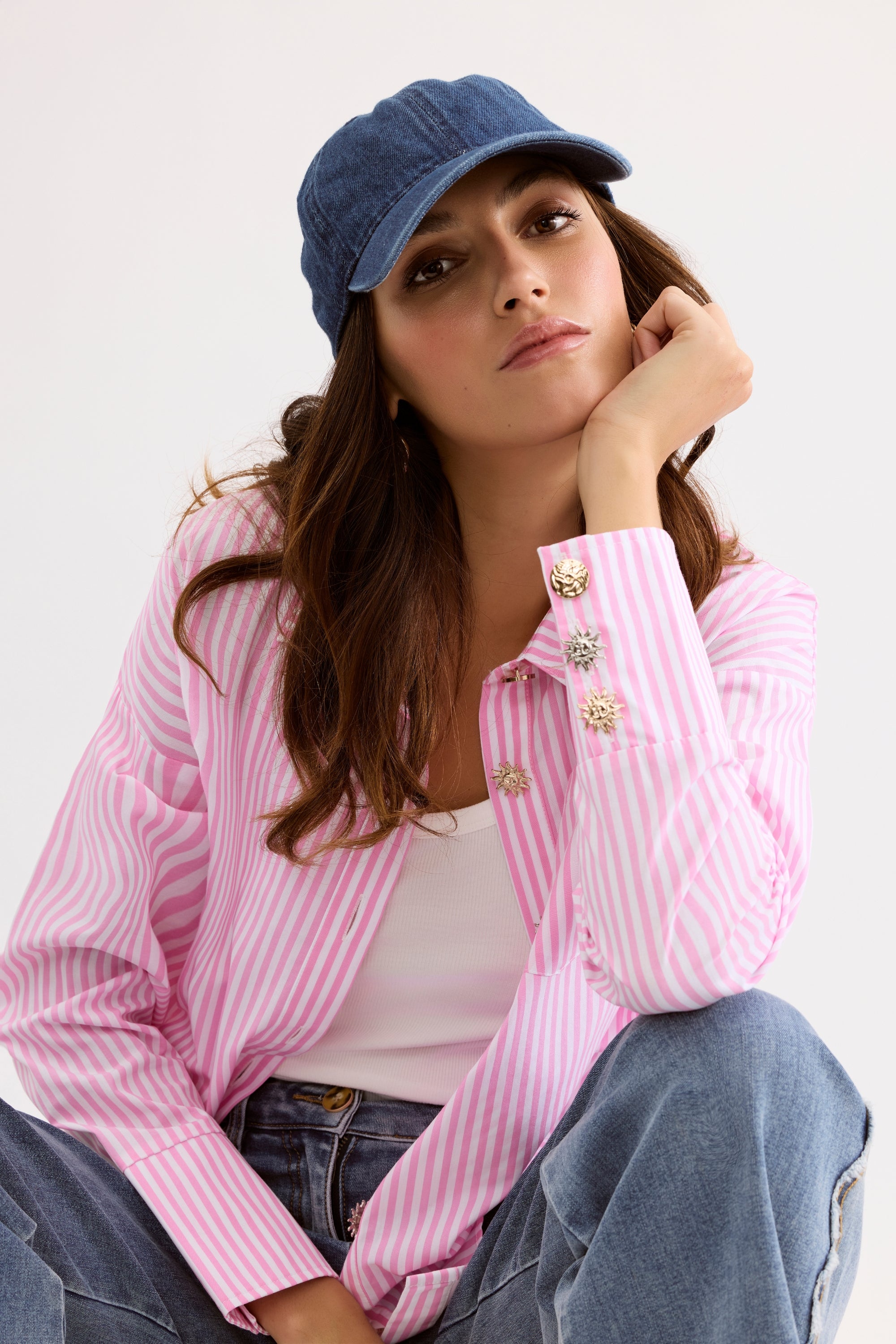 Chemise femme rayée élégante rose